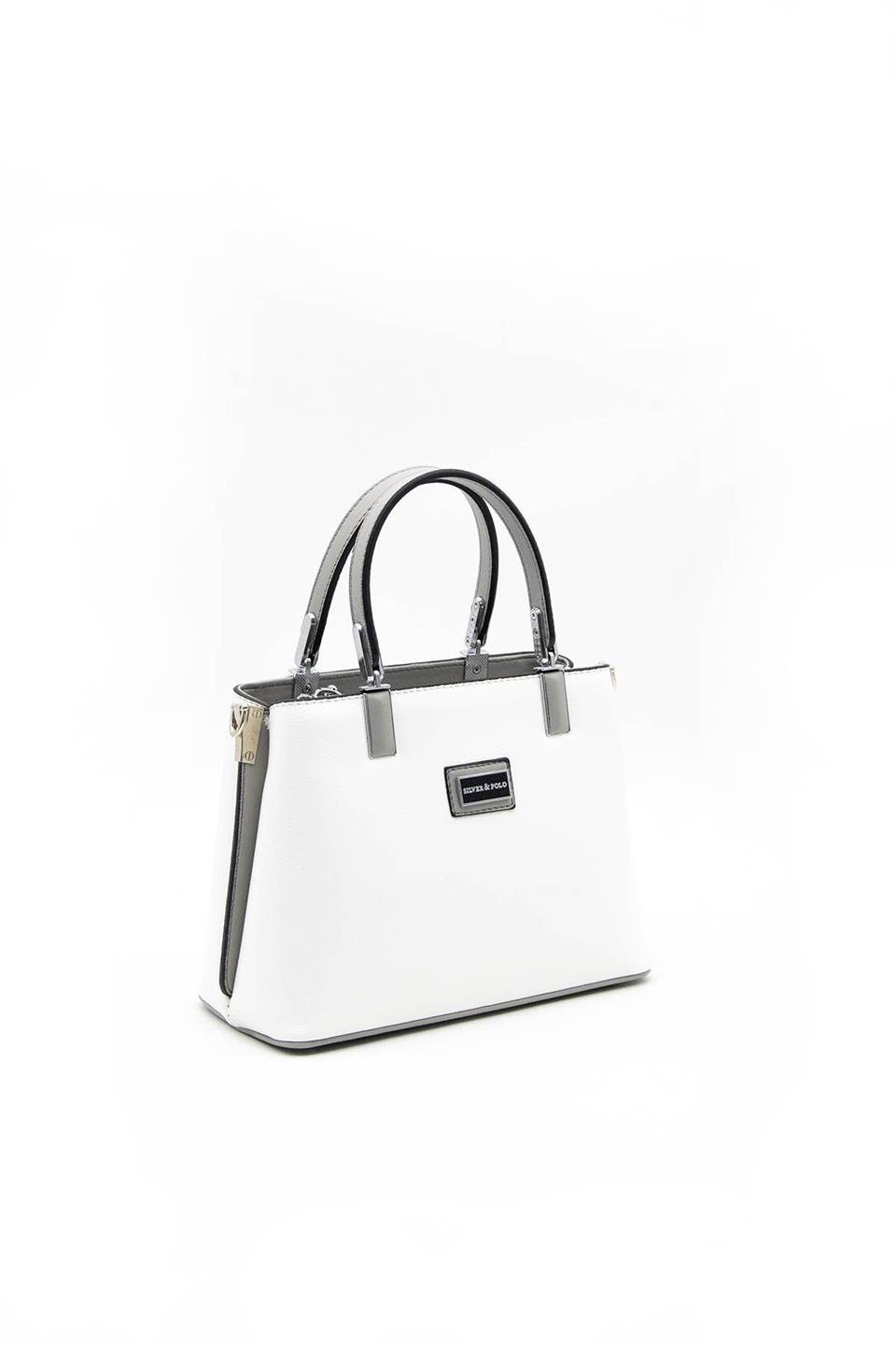 Kadın El Çantası Beyaz - A.gri SP987 Silver & Polo