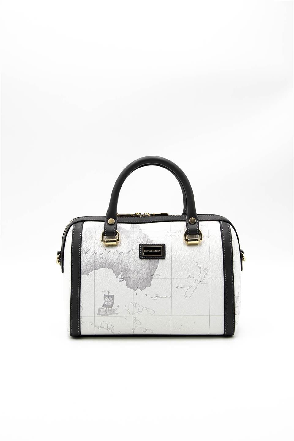 Kadın El Çantası Beyaz - Antrasit SP1091 Silver & Polo