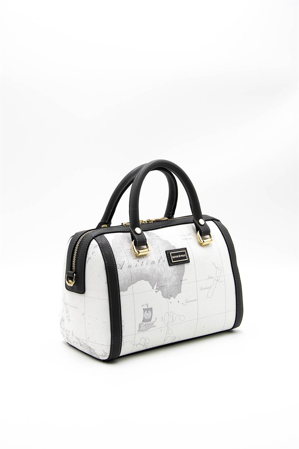 Kadın El Çantası Beyaz - Antrasit SP1091 Silver & Polo