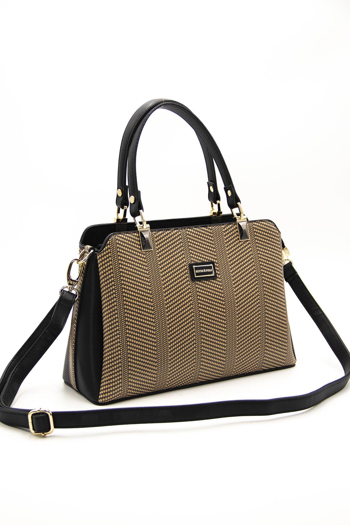 Kadın El Çantası Nut - Siyah SP972 Silver & Polo