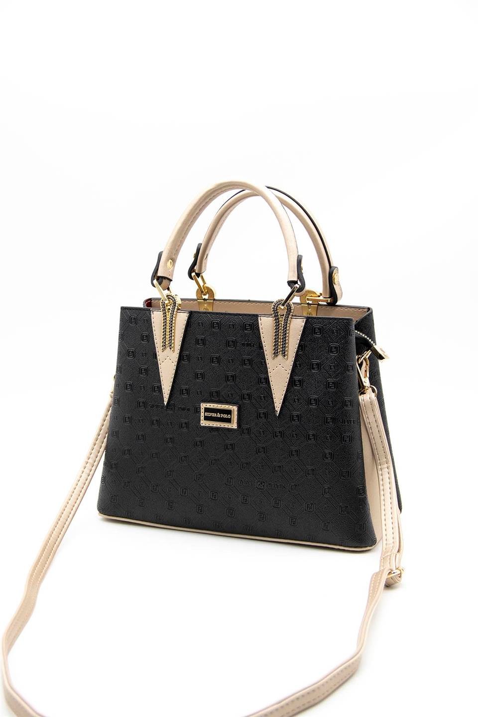Kadın El Çantası Siyah - S.nut SP1081 Silver & Polo
