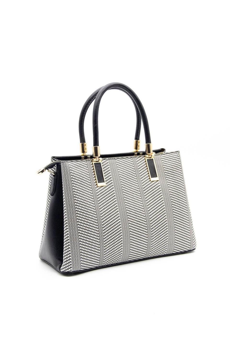 Kadın El Çantası Siyah Beyaz - Siyah SP1000 Silver & Polo