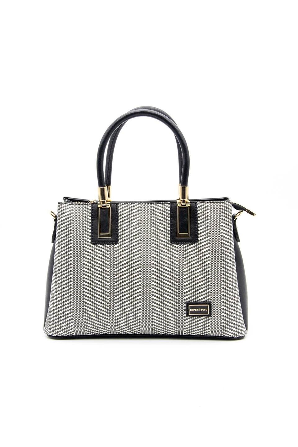 Kadın El Çantası Siyah Beyaz - Siyah SP1000 Silver & Polo