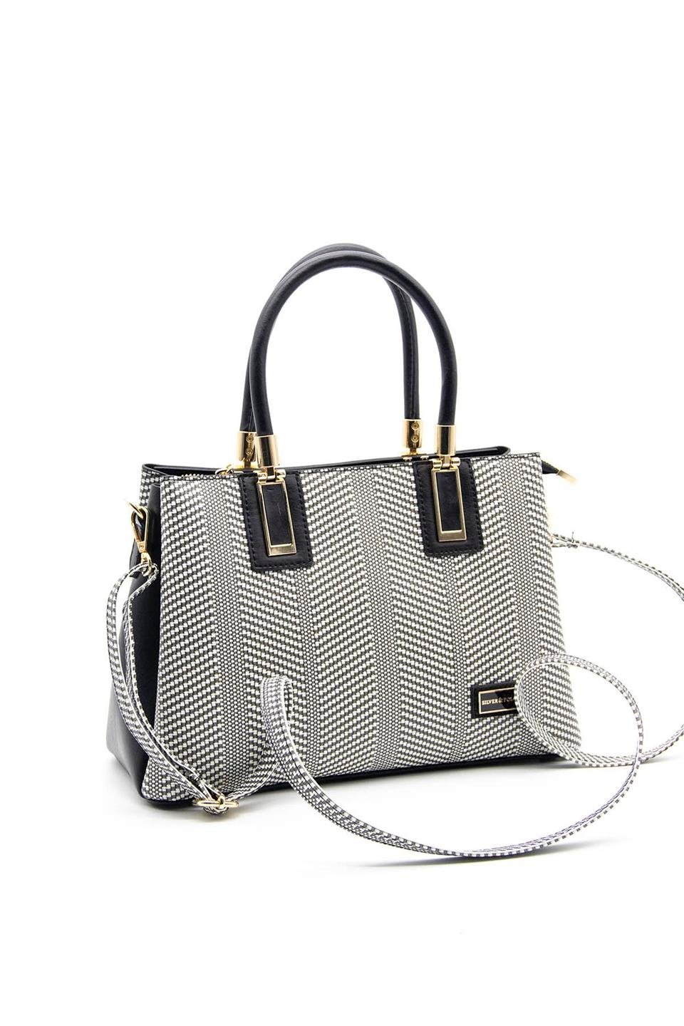 Kadın El Çantası Siyah Beyaz - Siyah SP1000 Silver & Polo