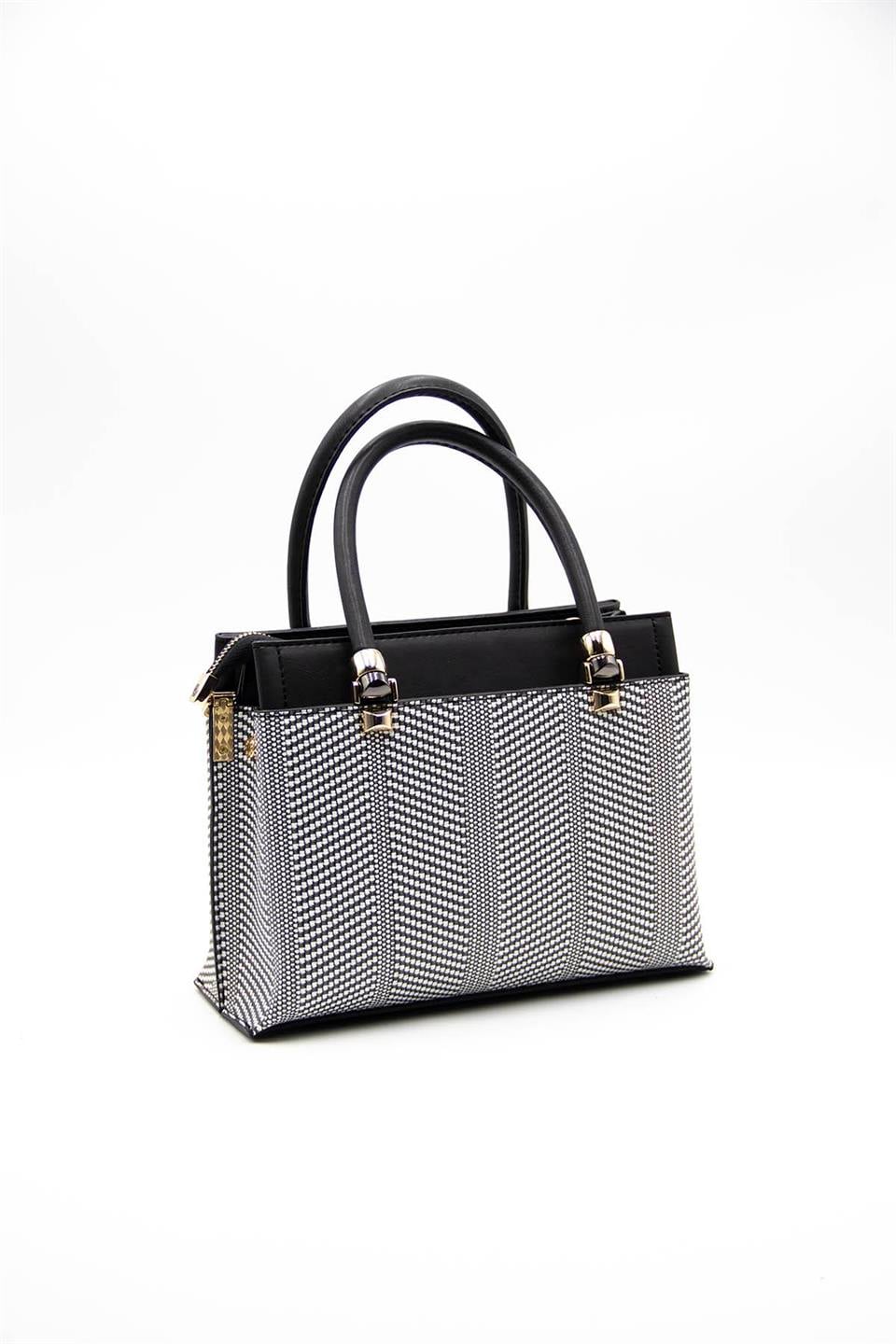 Kadın El Çantası Siyah Beyaz - Siyah SP826 Silver & Polo