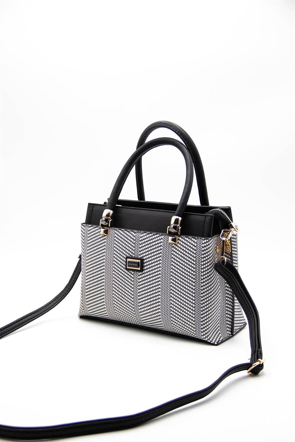 Kadın El Çantası Siyah Beyaz - Siyah SP826 Silver & Polo