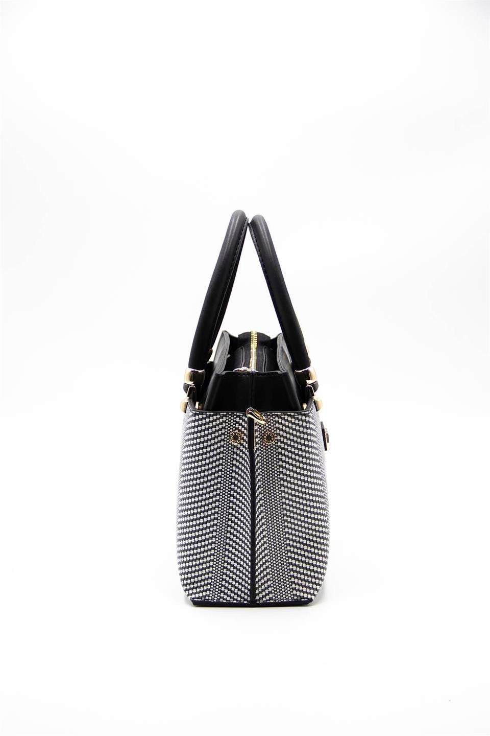 Kadın El Çantası Siyah Beyaz - Siyah SP826 Silver & Polo