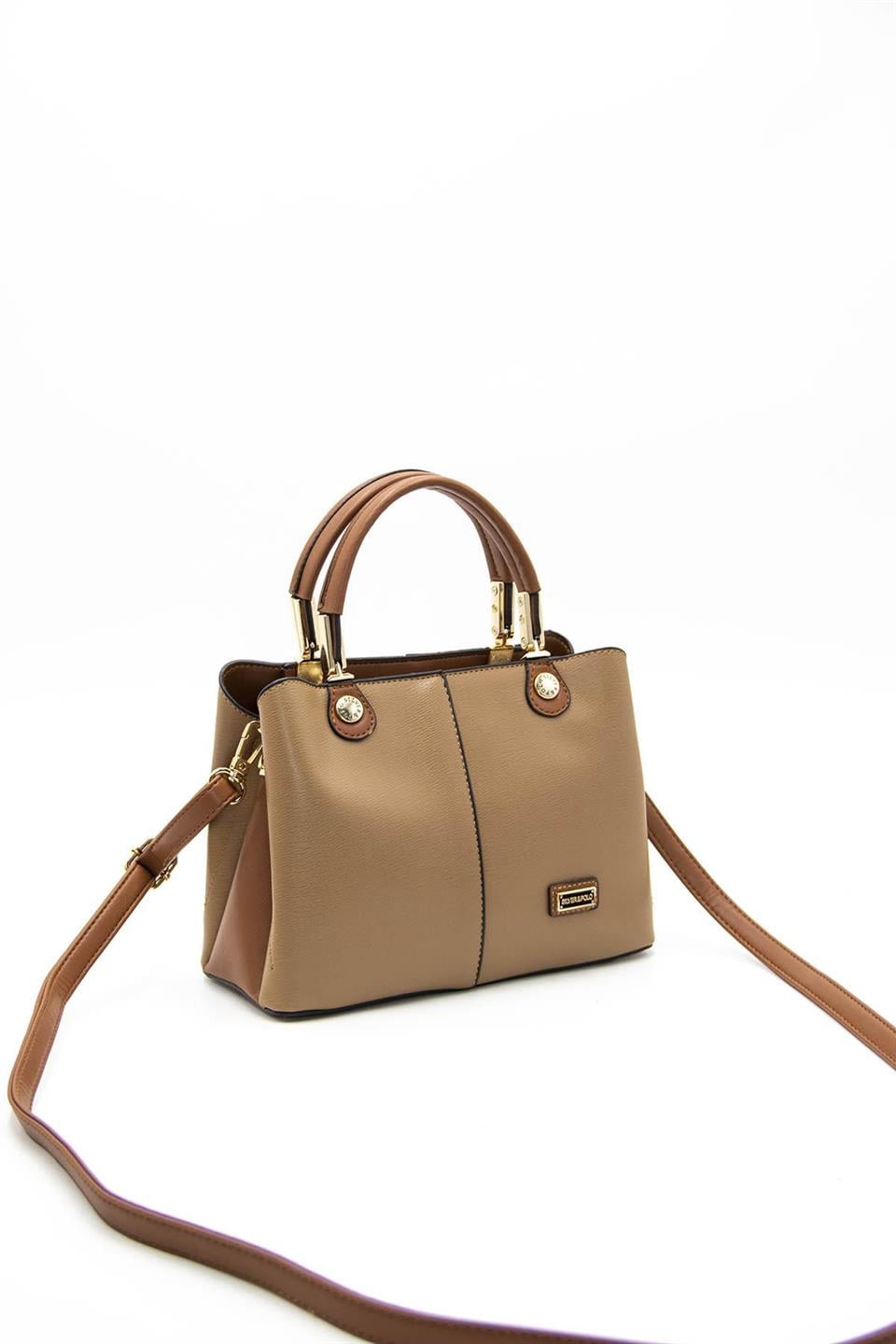 Kadın El Çantası Vizon - Taba SP1109 Silver & Polo