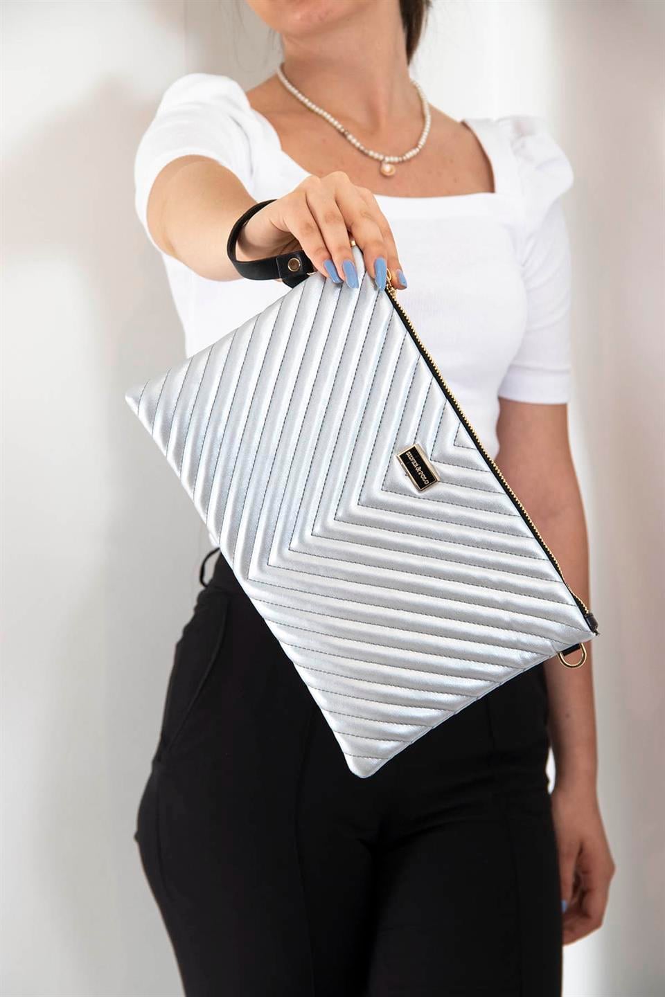 Kadın Portföy & Clutch A.gümüş - A.gümüş SP1034 Silver & Polo