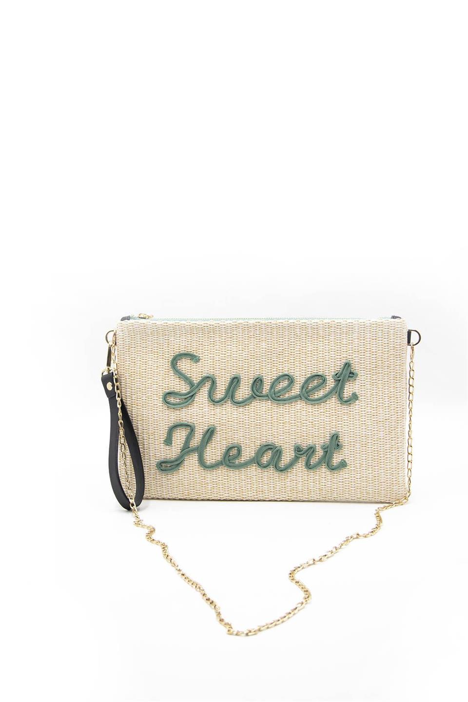 Kadın Portföy & Clutch Bej - Yeşil SP1034 Silver & Polo