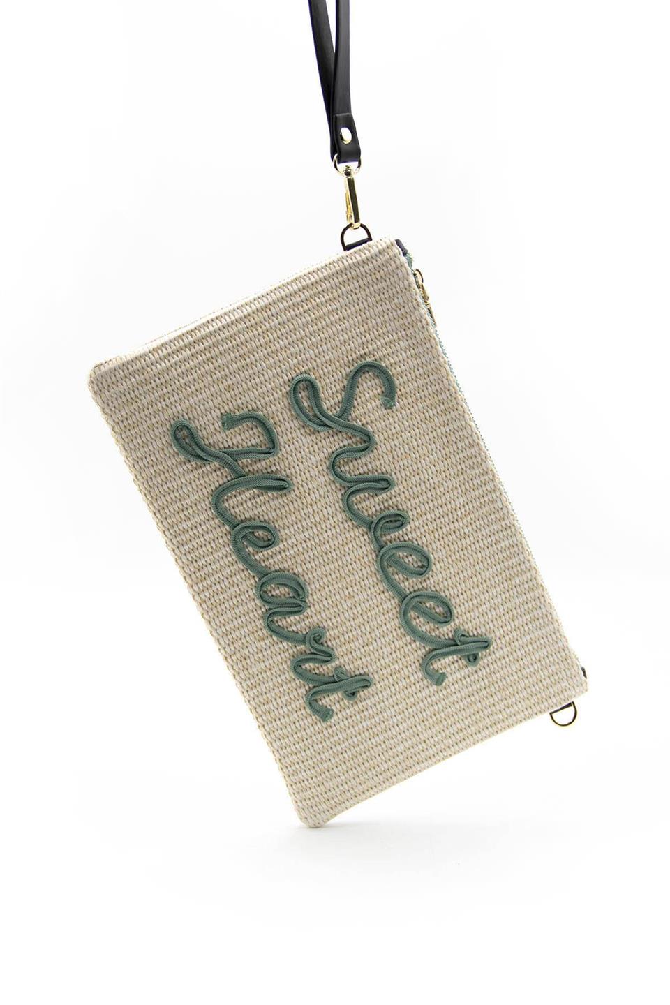 Kadın Portföy & Clutch Bej - Yeşil SP1034 Silver & Polo