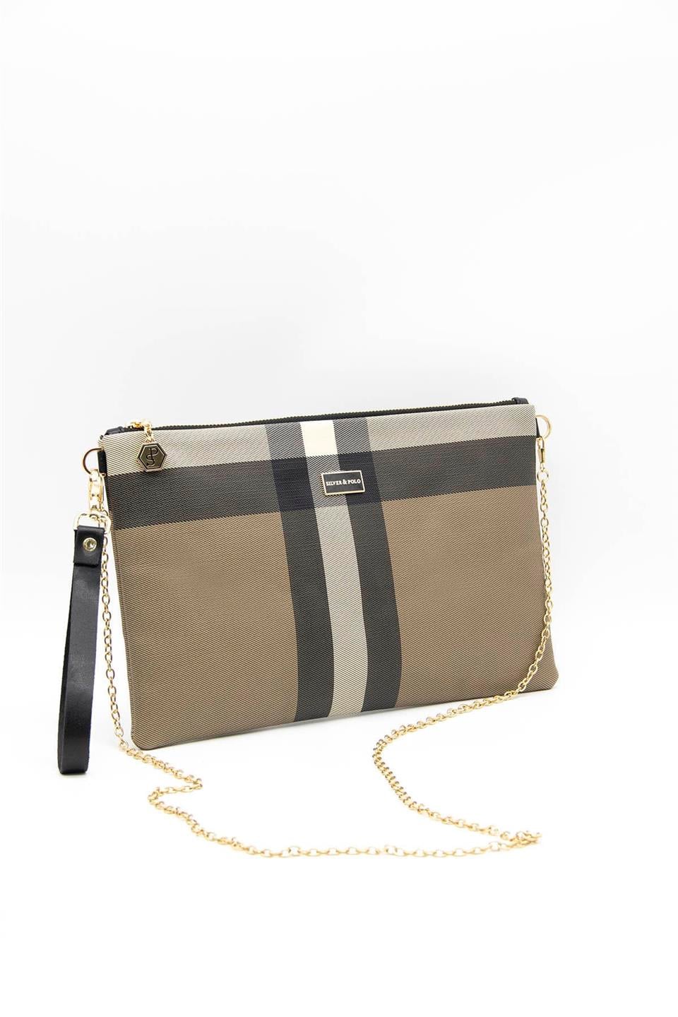 Kadın Portföy & Clutch Kahve - Siyah SP1034 Silver & Polo