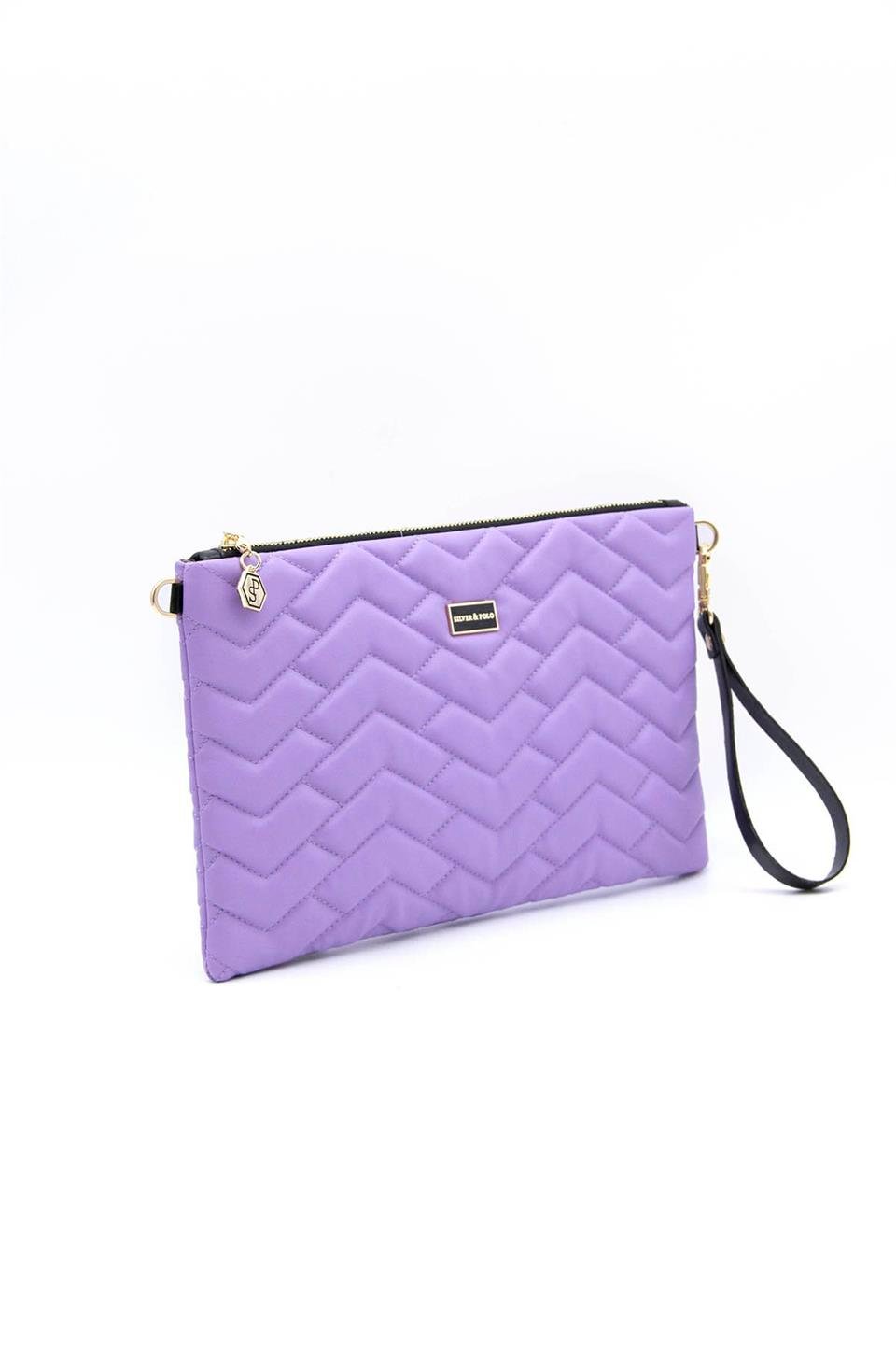 Kadın Portföy & Clutch Lila - Lila SP1034 Silver & Polo