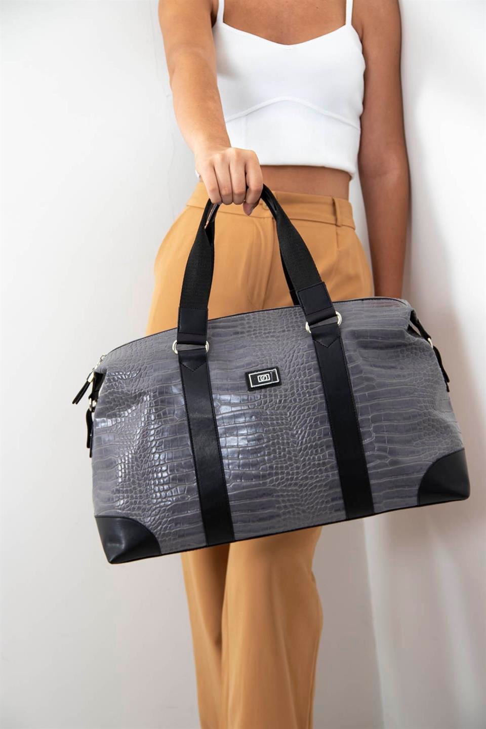 Kadın Seyahat Çantası Gri - Siyah SP873 Silver & Polo