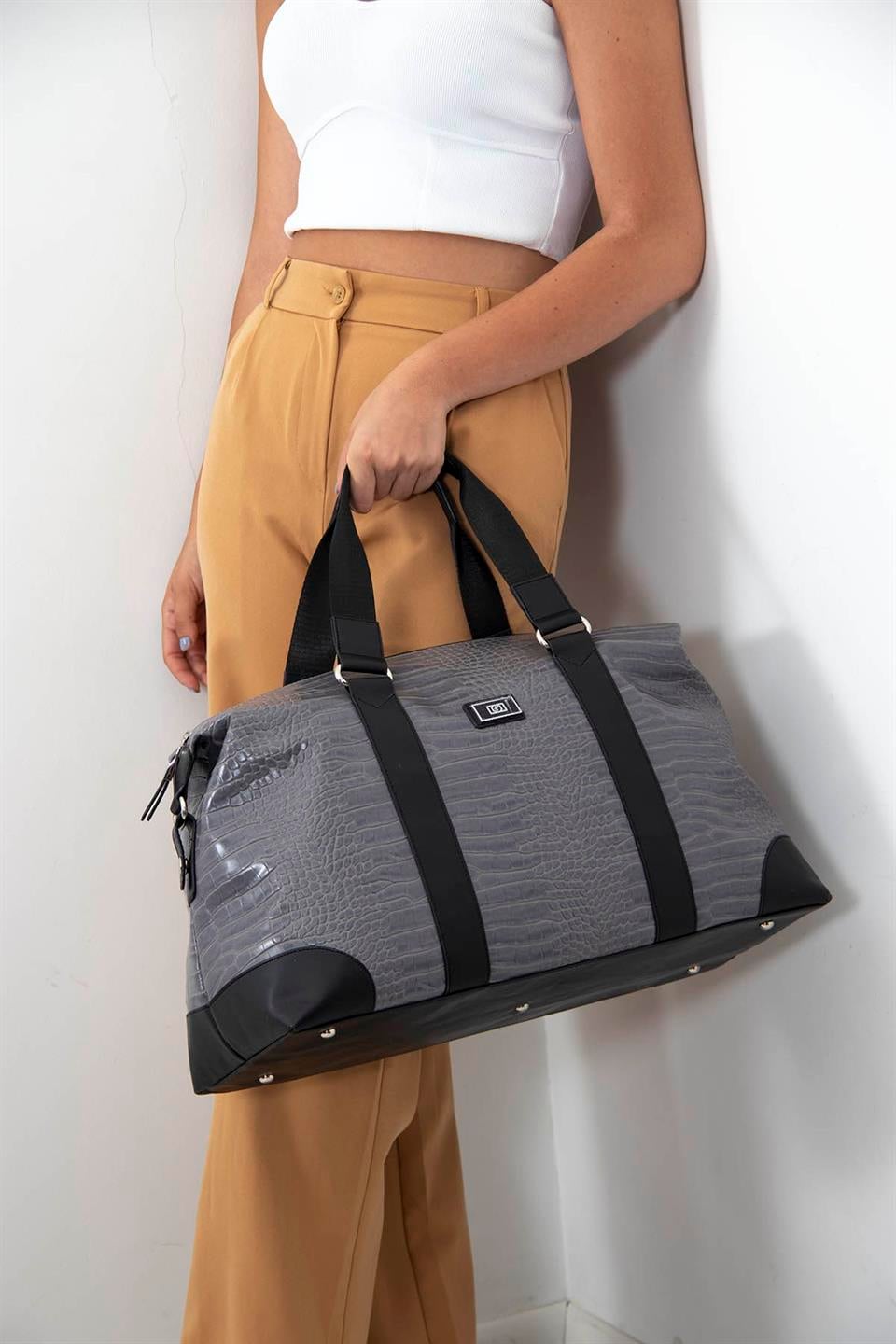 Kadın Seyahat Çantası Gri - Siyah SP873 Silver & Polo