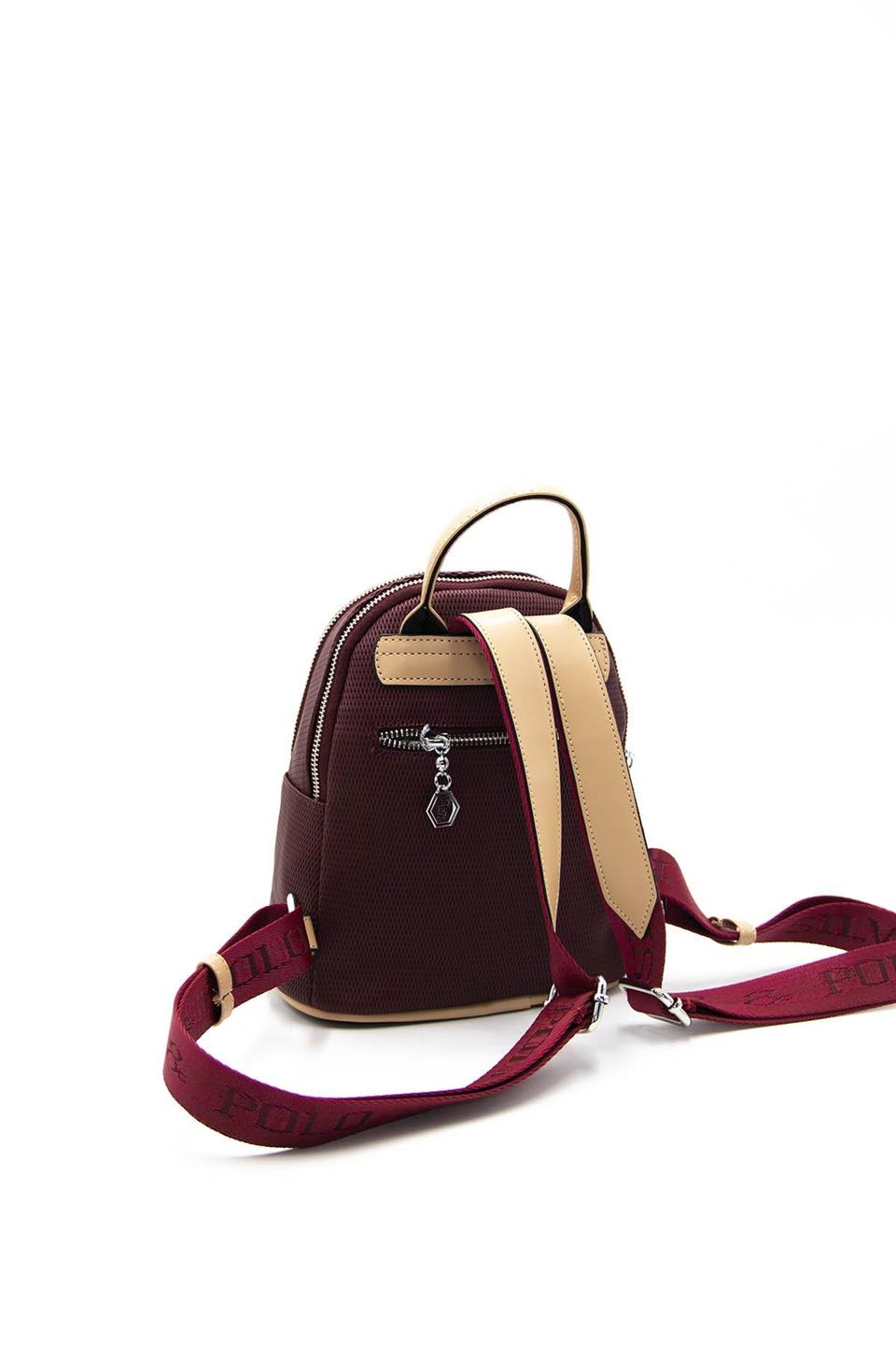 Kadın Sırt Çantası Bordo - Nut SP983 Silver & Polo