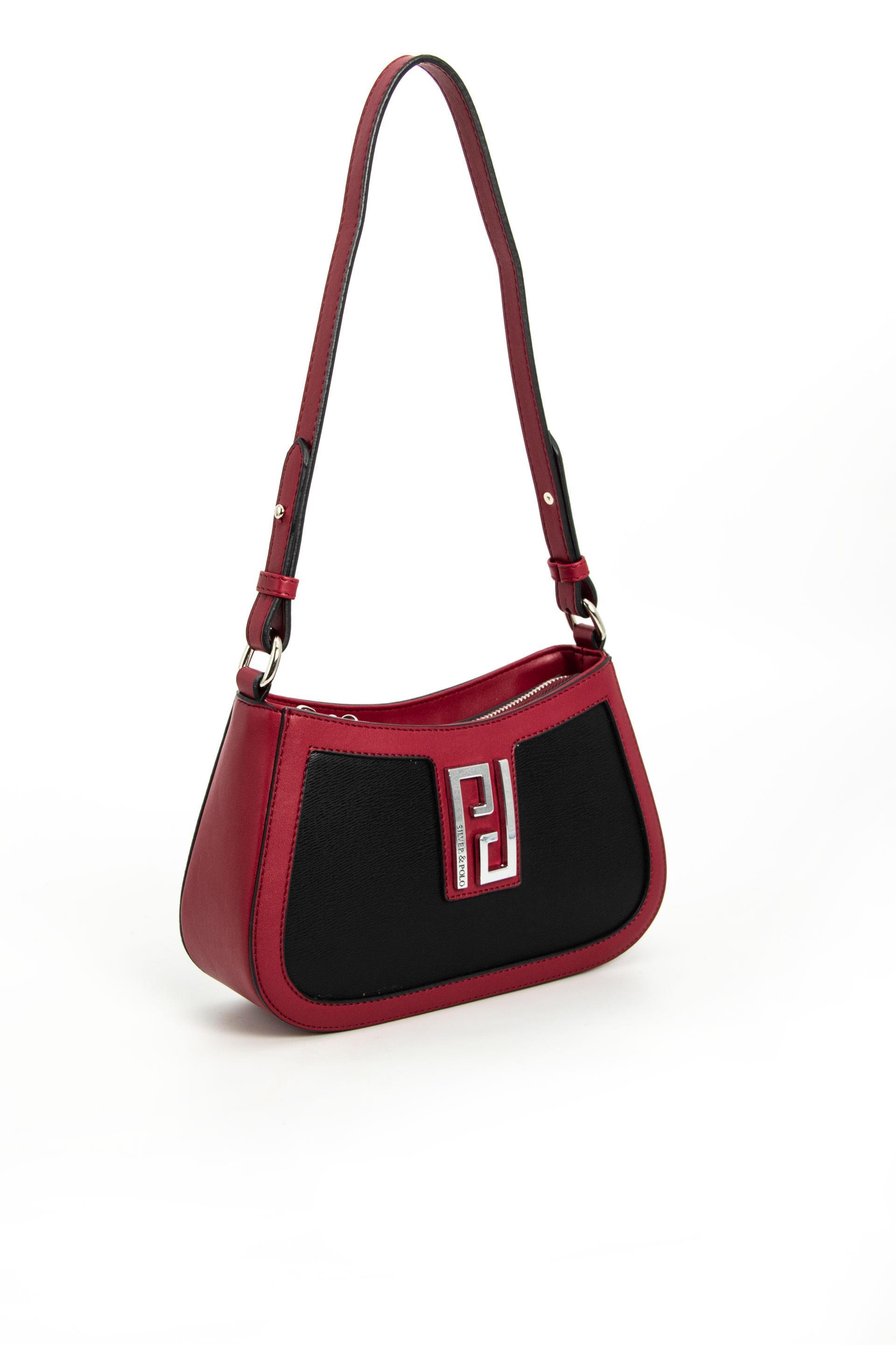 Silver & Polo Siyah - Bordo SP1132 Kadın Çapraz Çanta
