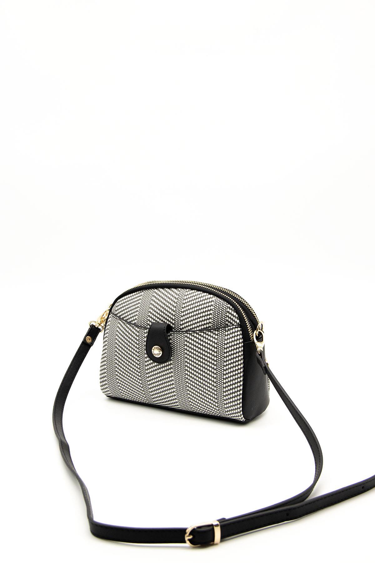 Silver & Polo Siyah Beyaz - Siyah SP1144 Kadın Çapraz Çanta