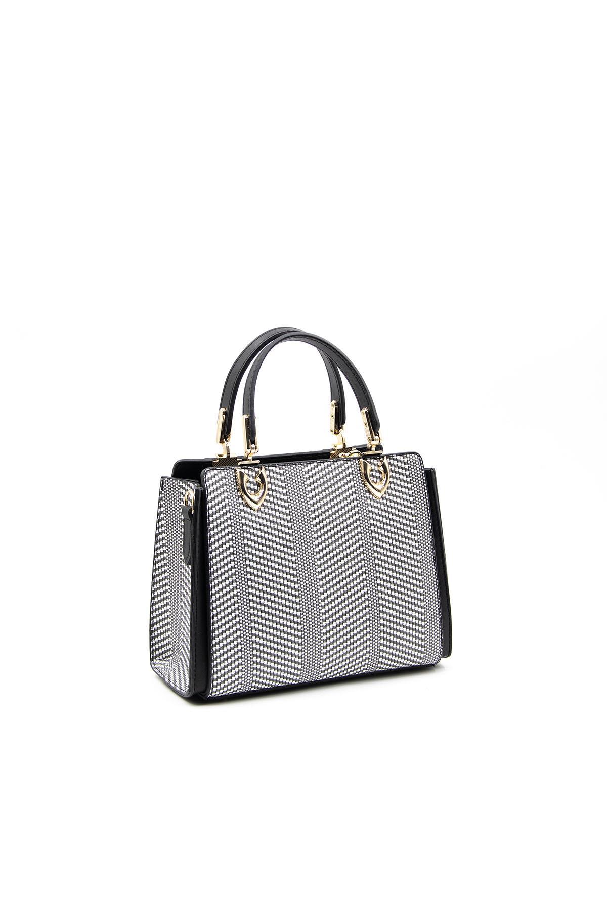 Silver & Polo Siyah Beyaz-Siyah SP1133 Kadın El Çantası