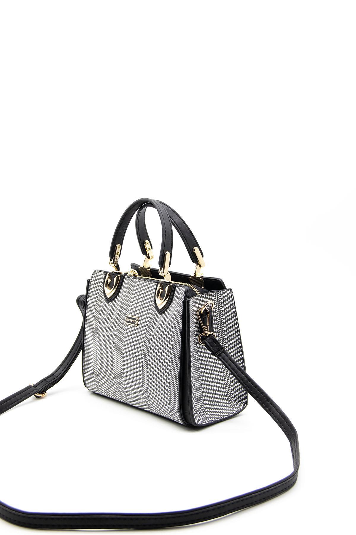 Silver & Polo Siyah Beyaz-Siyah SP1133 Kadın El Çantası