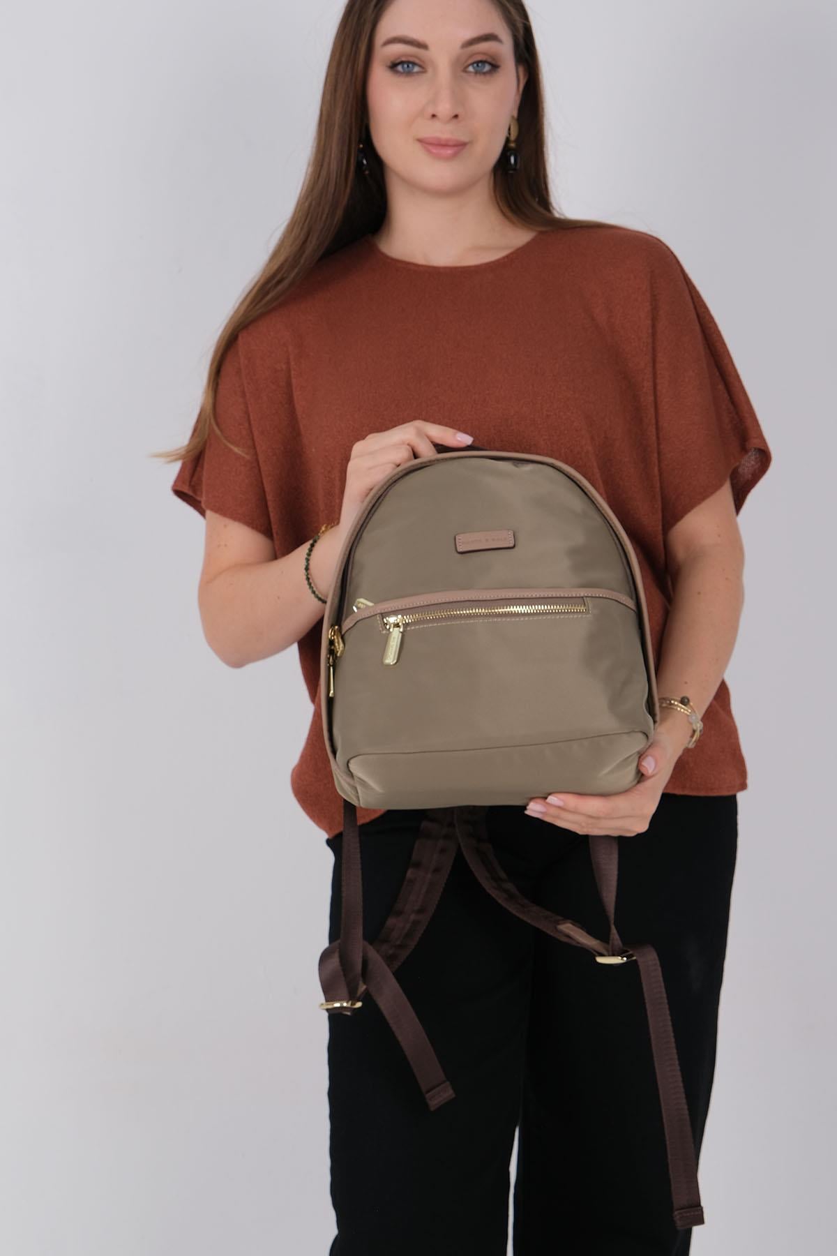 1212-M206Silver & PoloSırt ÇantasıSilver & Polo 1212 Kadın Sırt Çantası Yeşil-Kum