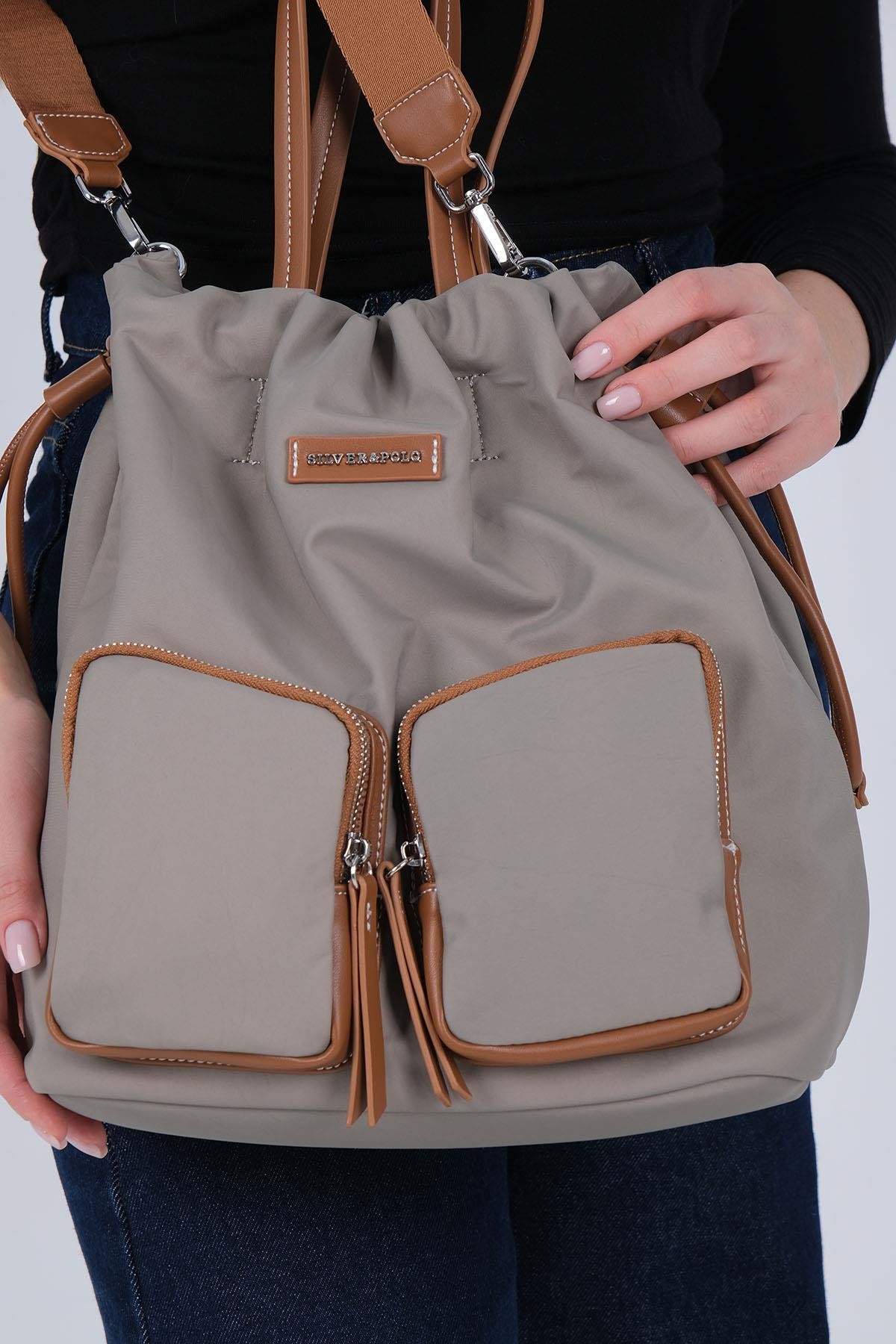 1232-M206Silver & PoloSırt ÇantasıSilver & Polo 1232 Kadın Sırt Çantası Yeşil-Taba
