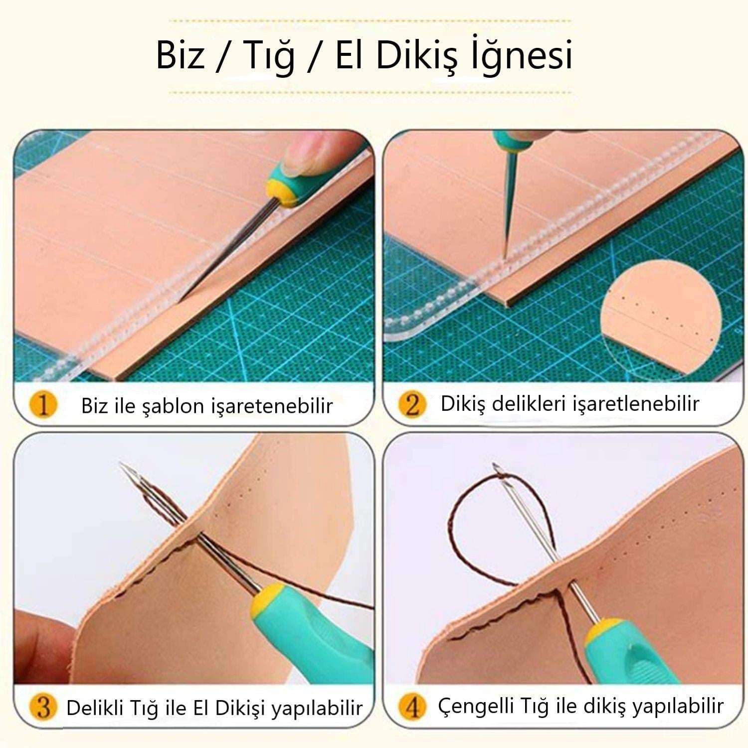  Yeni Nesil El Dikiş İğnesi Yumuşak Plastik Saplı Deri Hobi El Aleti