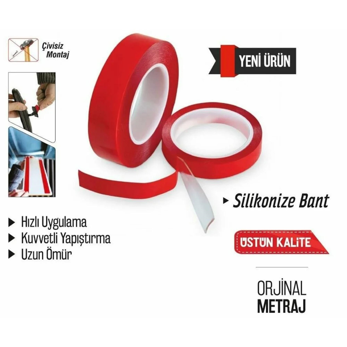 Baytec Çift Taraflı Kuvvetli Akrilik Şeffaf Bant 2 Metre x 18 mm