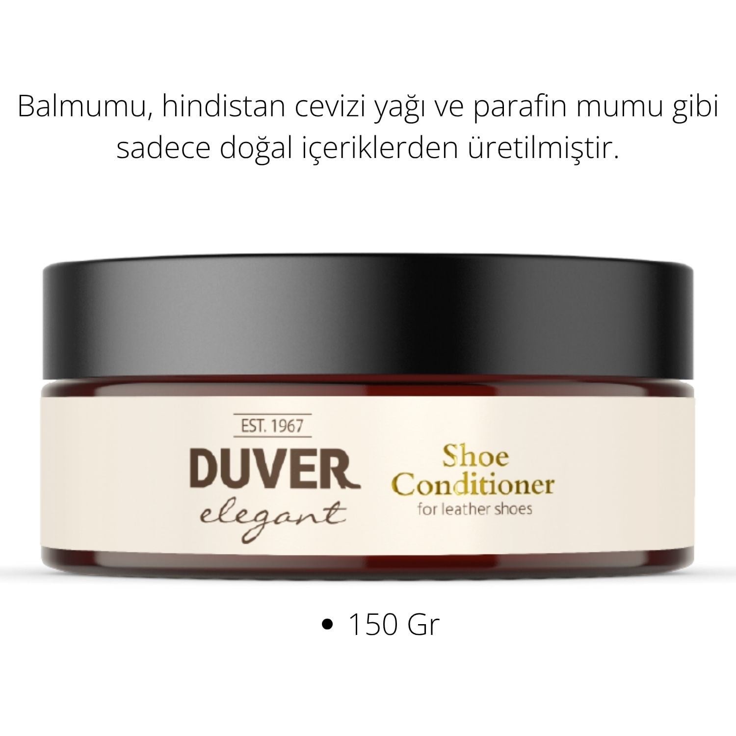 Duver Elegant Ayakkabı Bakım Kremi 150gr Doğal Balmumu Parafin Hindistan Cevizi Yağlı Deri Koruyucu