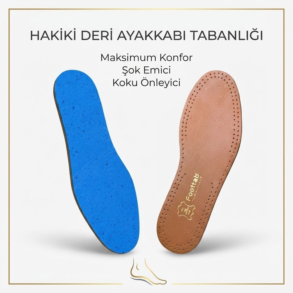 Exclusive Hakiki Deri Ayakkabı Tabanlığı, Parfümlü, Koku Önleyici Ter Emici, Leather İnsole, Kahve