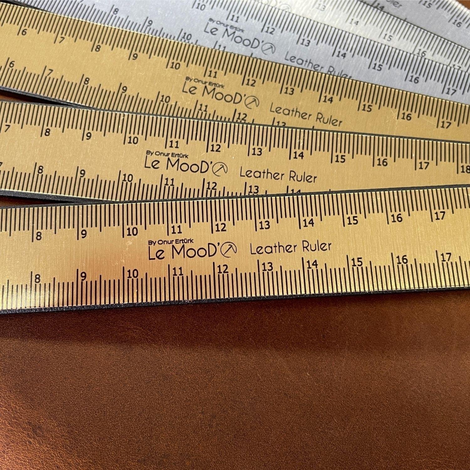 Le MooD'O 25 cm Çelik Cetvel, Leather Ruler Deri Hobi El Aleti 1 Adet