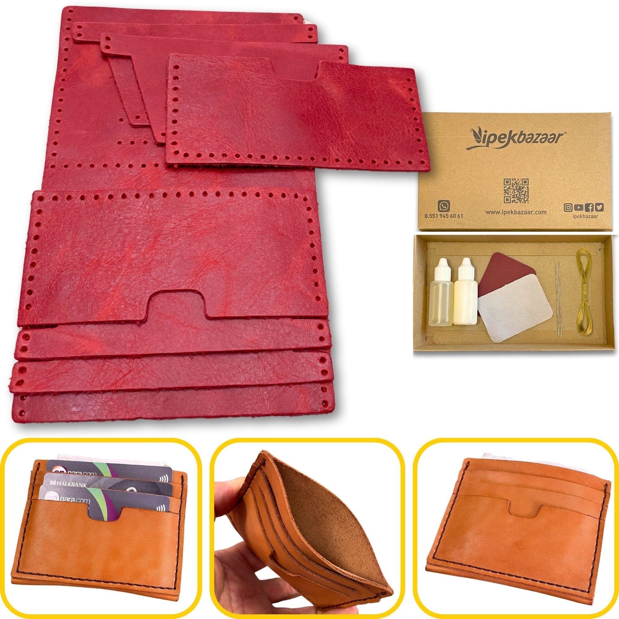 Nil 6'lı Kartlık Hakiki Deri Cüzdan Kendin Yap Seti, Diy Parça Deri Hobi Kit