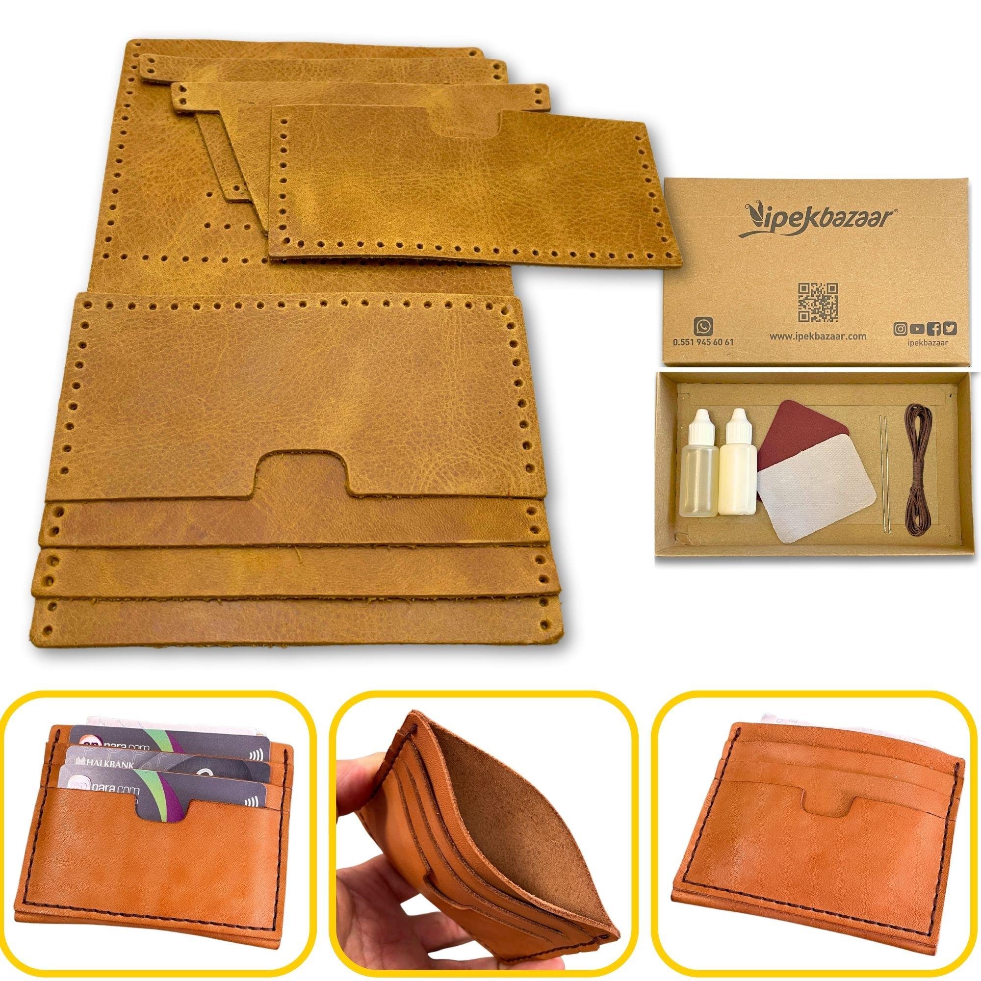 Nil 6'lı Kartlık Hakiki Deri Cüzdan Kendin Yap Seti, Diy Parça Deri Hobi Kit