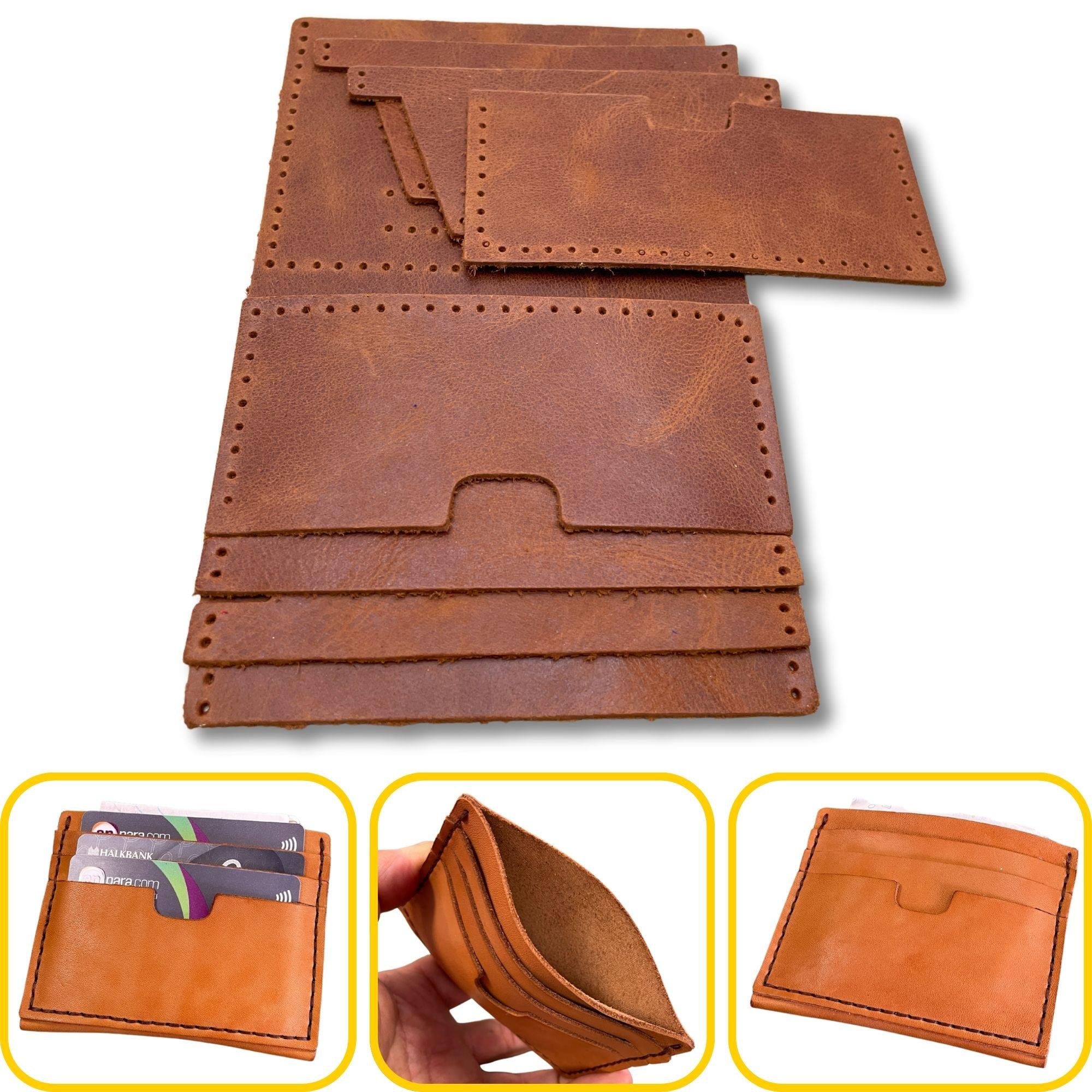 Nil 6'lı Kartlık Hakiki Deri Cüzdan Kendin Yap Seti, Diy Parça Deri Hobi Kit