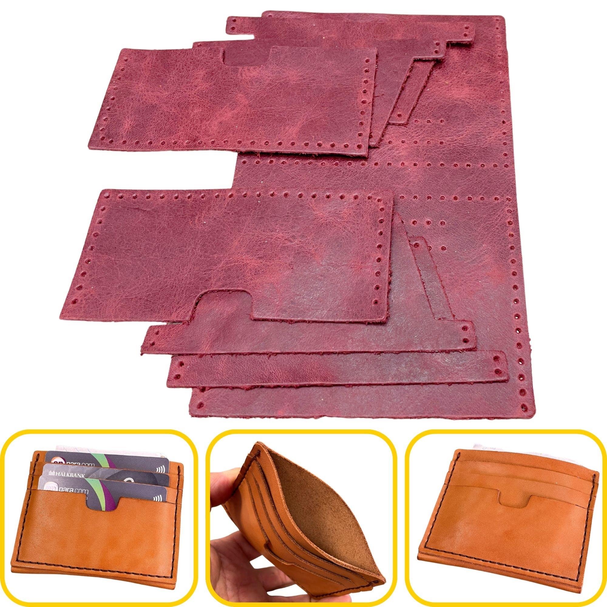 Nil 6'lı Kartlık Hakiki Deri Cüzdan Kendin Yap Seti, Diy Parça Deri Hobi Kit