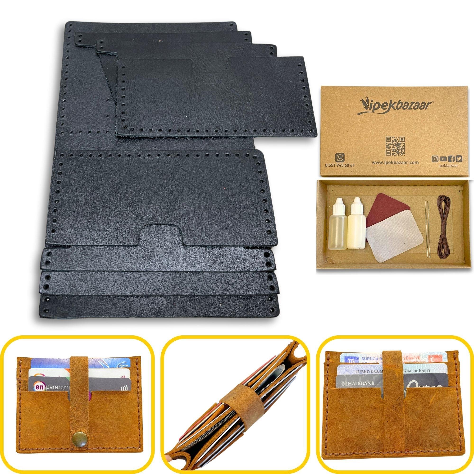 Nil 6'lı Kartlık Hakiki Deri Cüzdan Kendin Yap Seti, Diy Parça Deri Hobi Kit