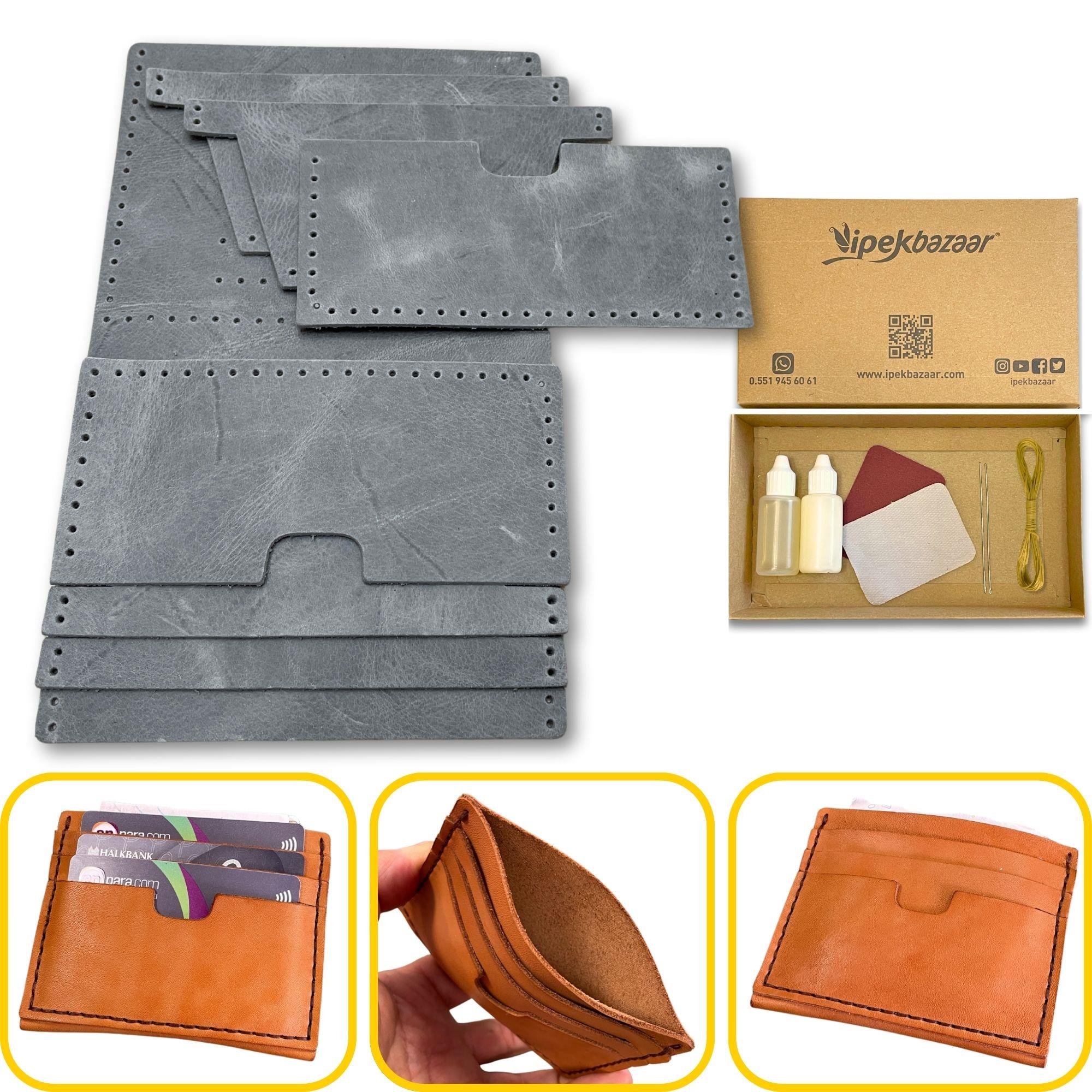 Nil 6'lı Kartlık Hakiki Deri Cüzdan Kendin Yap Seti, Diy Parça Deri Hobi Kit