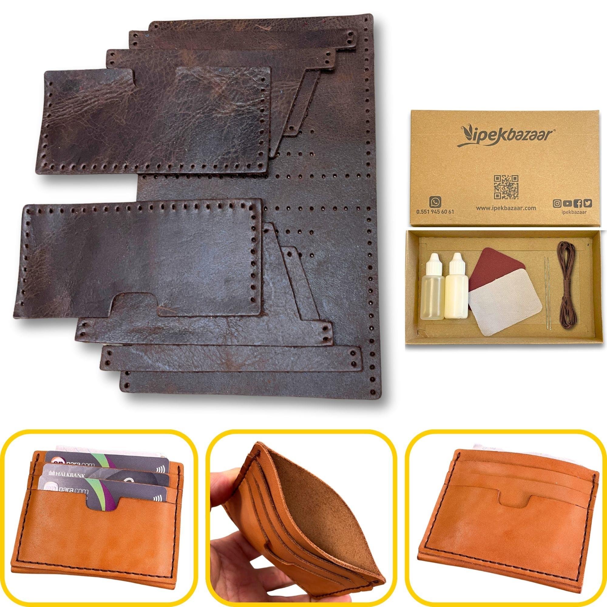 Nil 6'lı Kartlık Hakiki Deri Cüzdan Kendin Yap Seti, Diy Parça Deri Hobi Kit