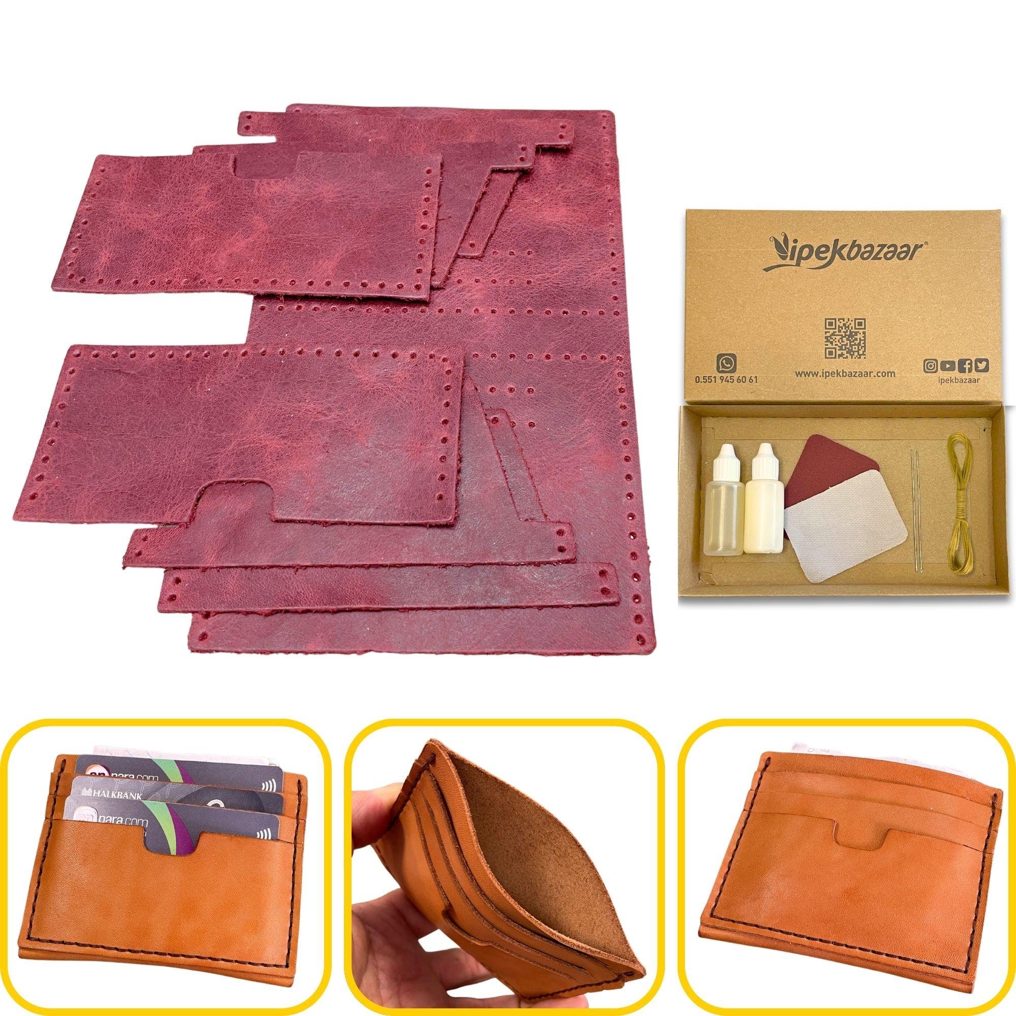 Nil 6'lı Kartlık Hakiki Deri Cüzdan Kendin Yap Seti, Diy Parça Deri Hobi Kit
