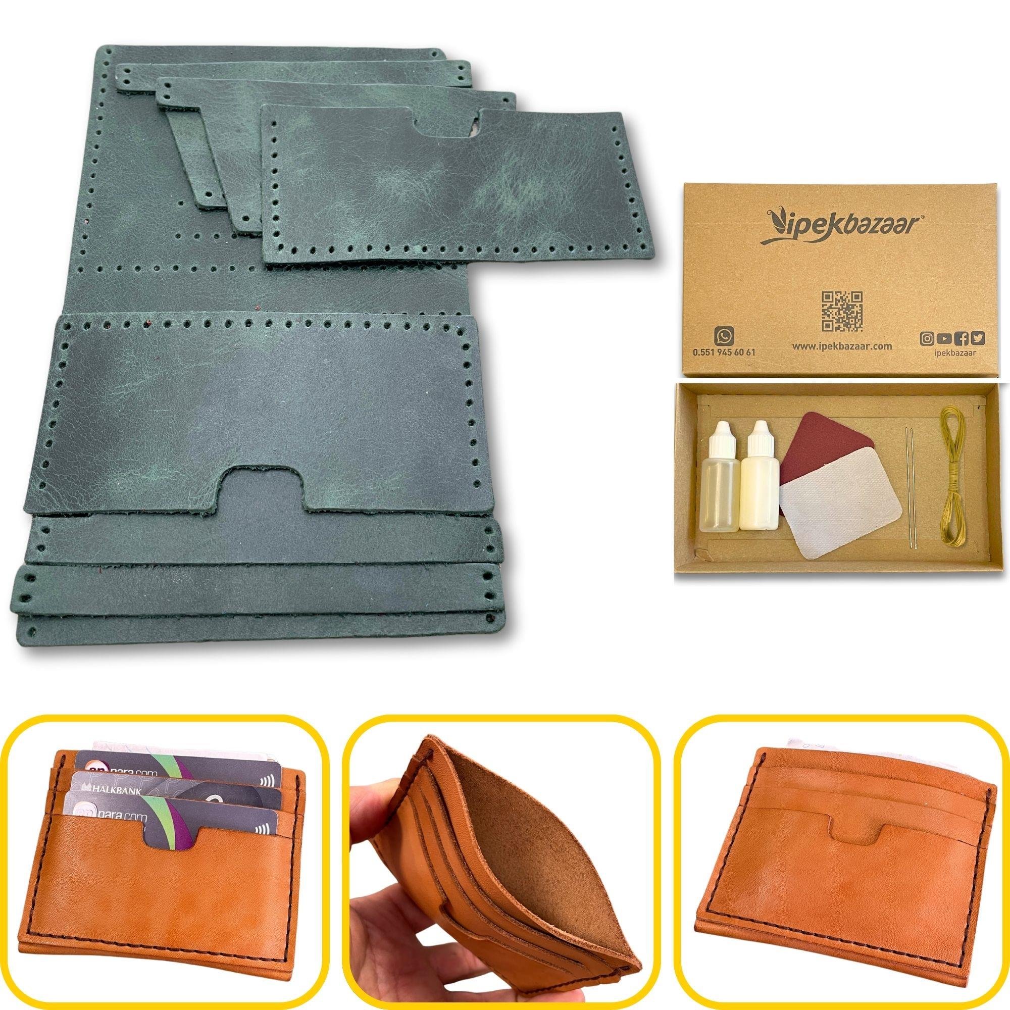 Nil 6'lı Kartlık Hakiki Deri Cüzdan Kendin Yap Seti, Diy Parça Deri Hobi Kit