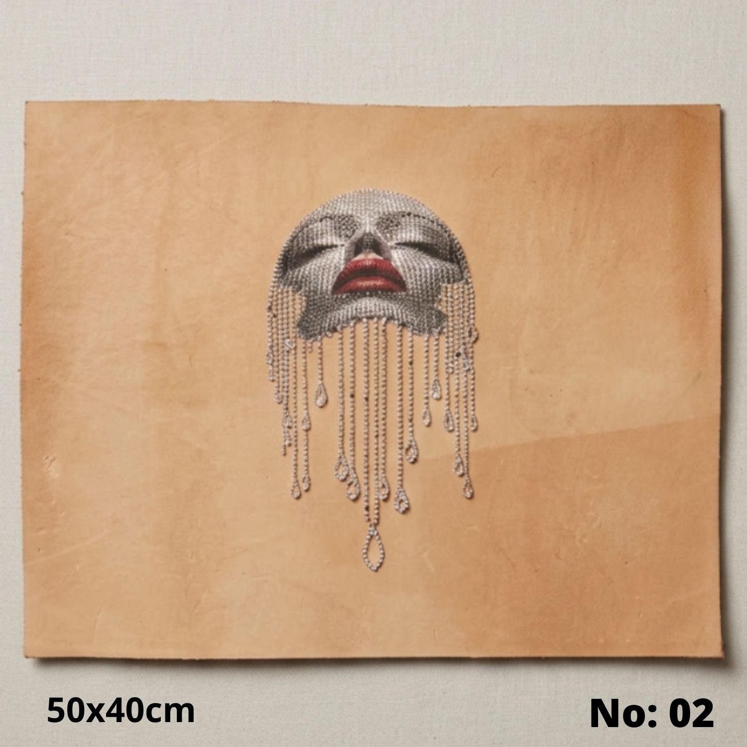 No:02 Özel Desen Baskılı Hakiki Deri Parça (50x40 cm, 1.4-1.6mm) - Hobi ve Craft Derisi