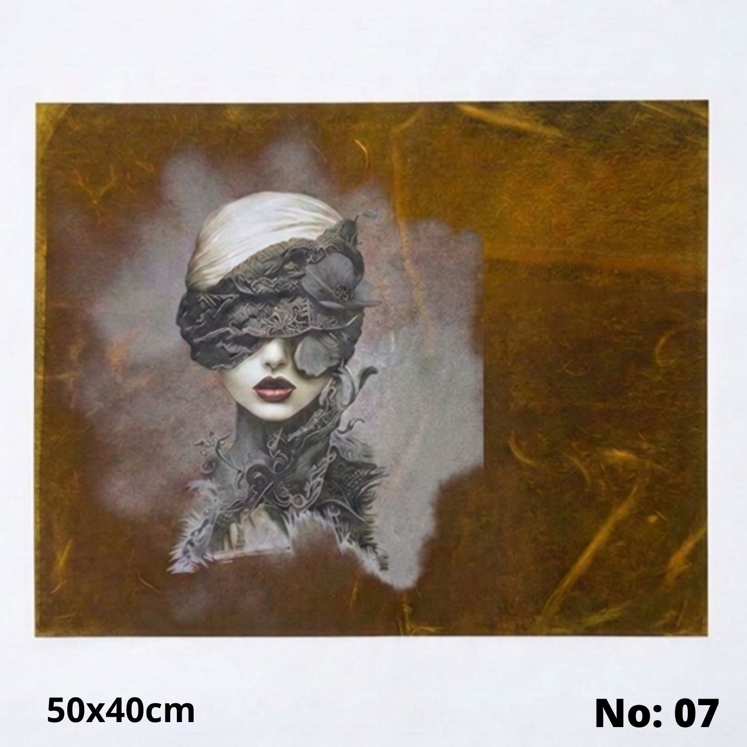 No:07 Özel Desen Baskılı Hakiki Deri Parça (50x40 cm, 1.4-1.6mm) - Hobi ve Craft Derisi