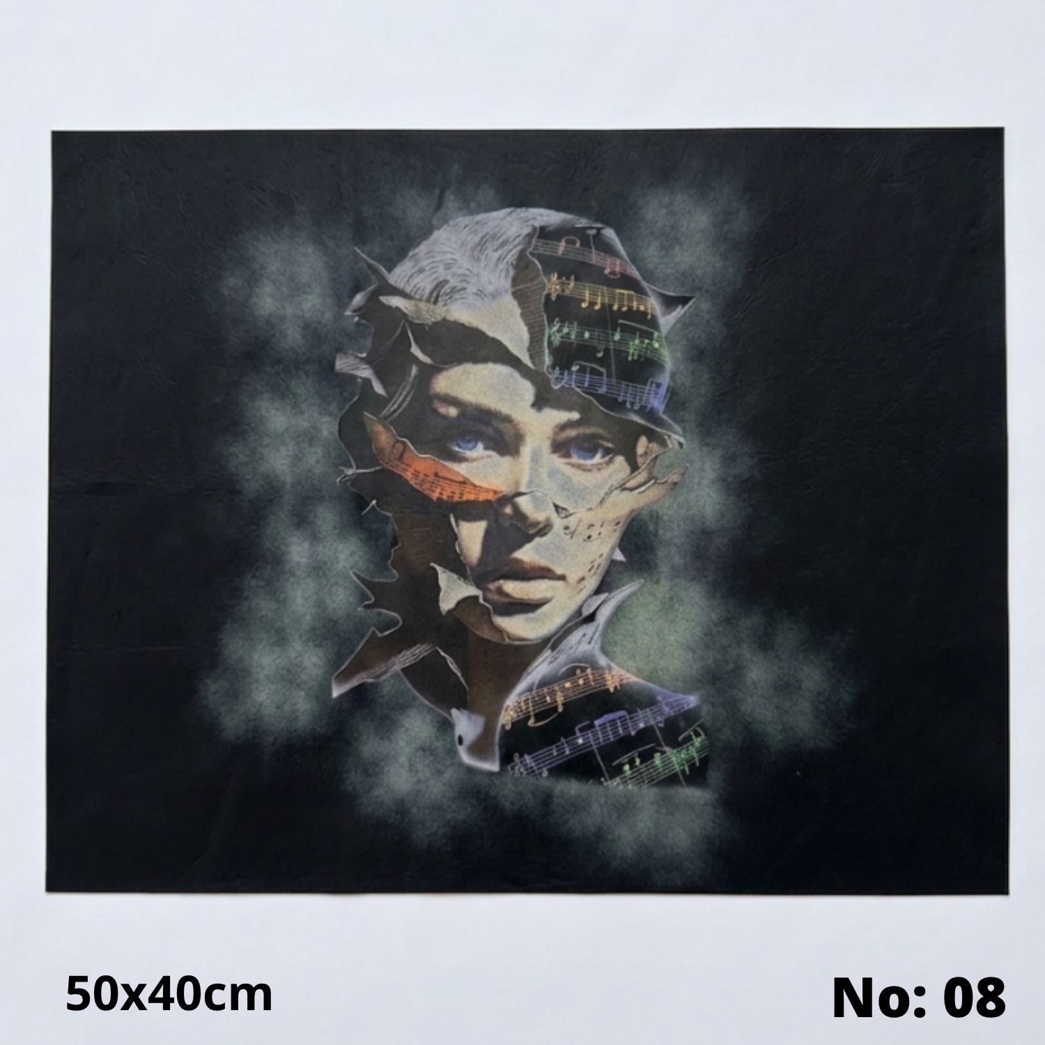 No:08 Özel Desen Baskılı Hakiki Deri Parça (50x40 cm, 1.4-1.6mm) - Hobi ve Craft Derisi