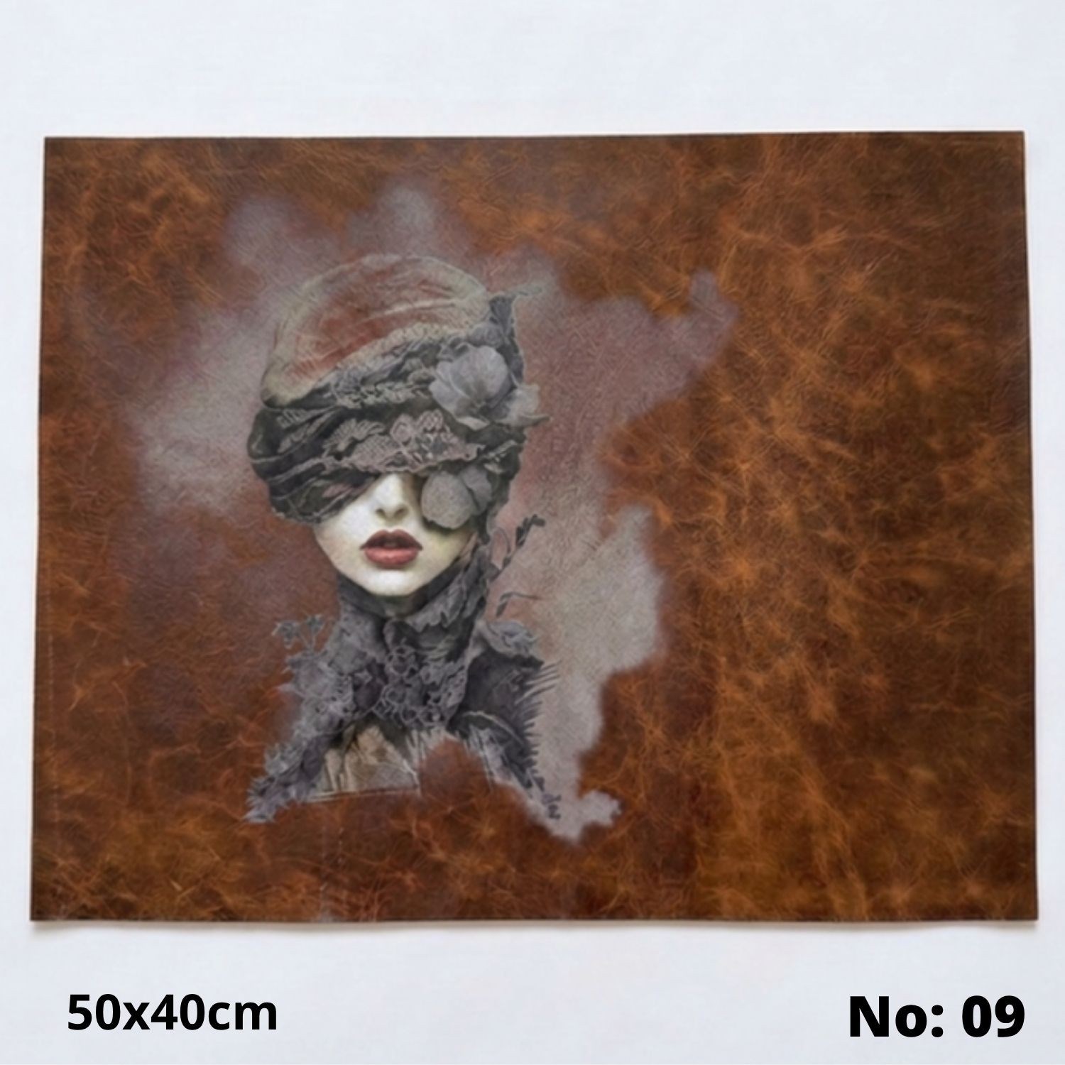 No:09 Özel Desen Baskılı Hakiki Deri Parça (50x40 cm, 1.4-1.6mm) - Hobi ve Craft Derisi