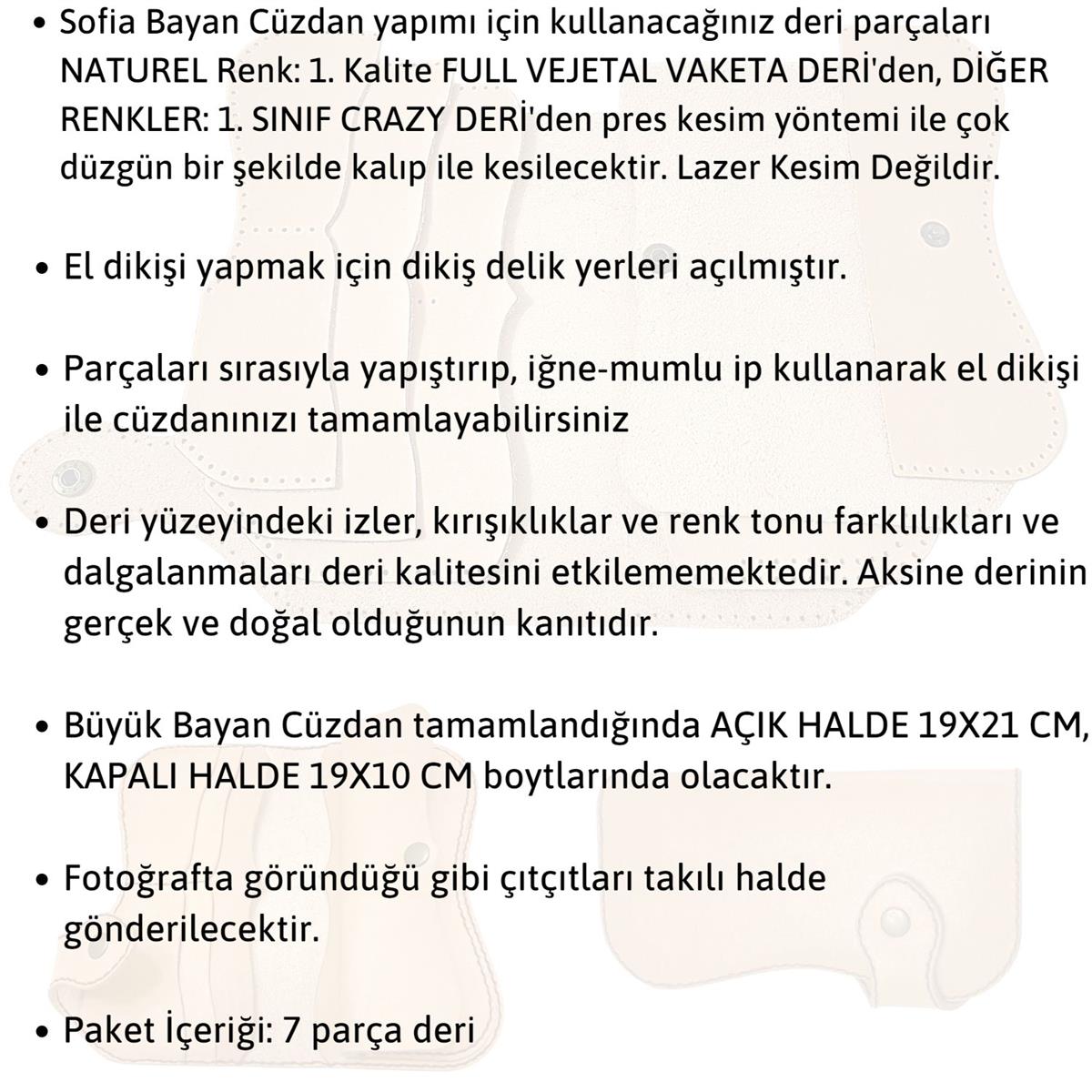 Sofia Bayan Cüzdan Kendin Yap Hazır Kesim Parça Deri 