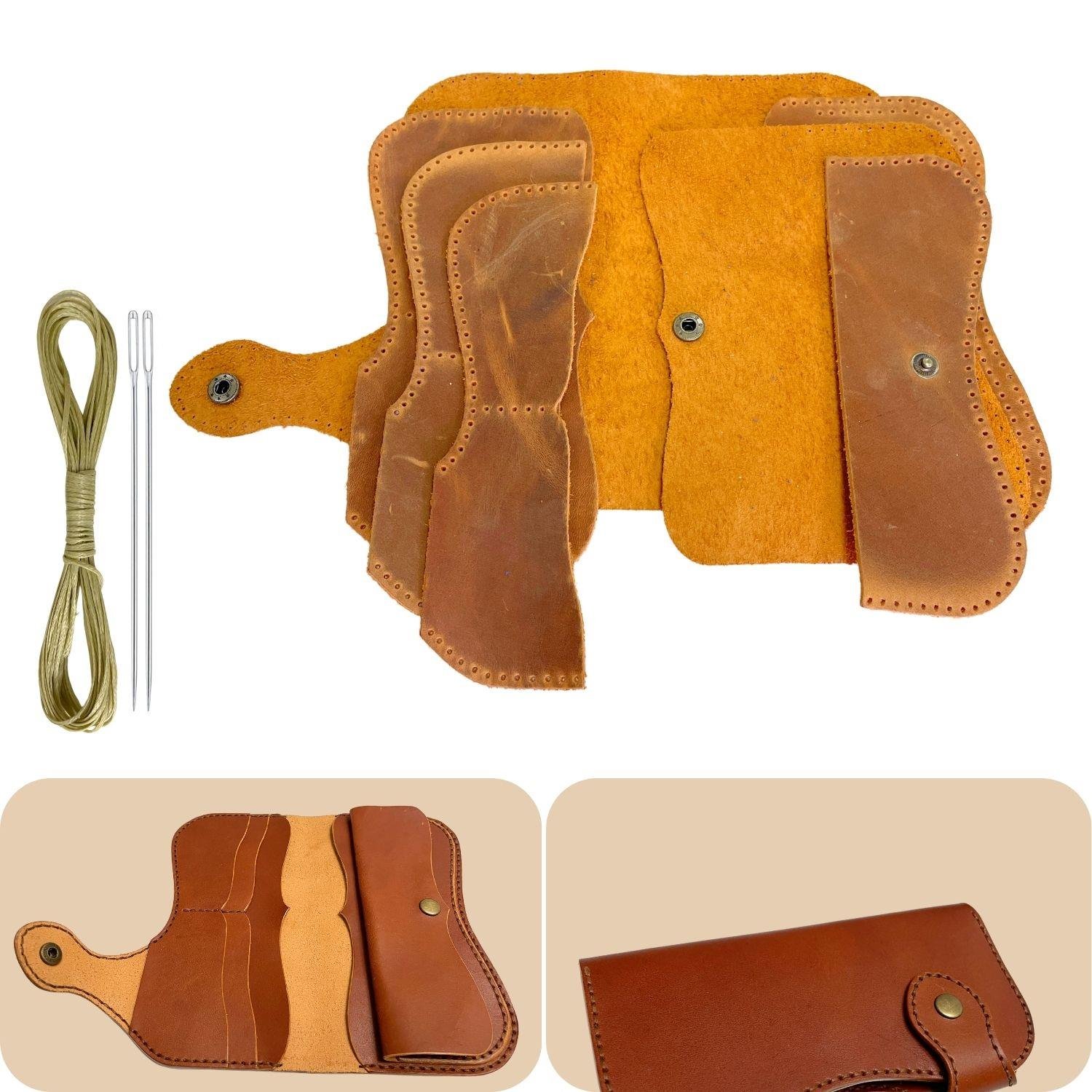 Sofia Hakiki Deri Kadın Cüzdan Kendin Yap Seti, Diy Crazy Parça Deri Hobi Kit
