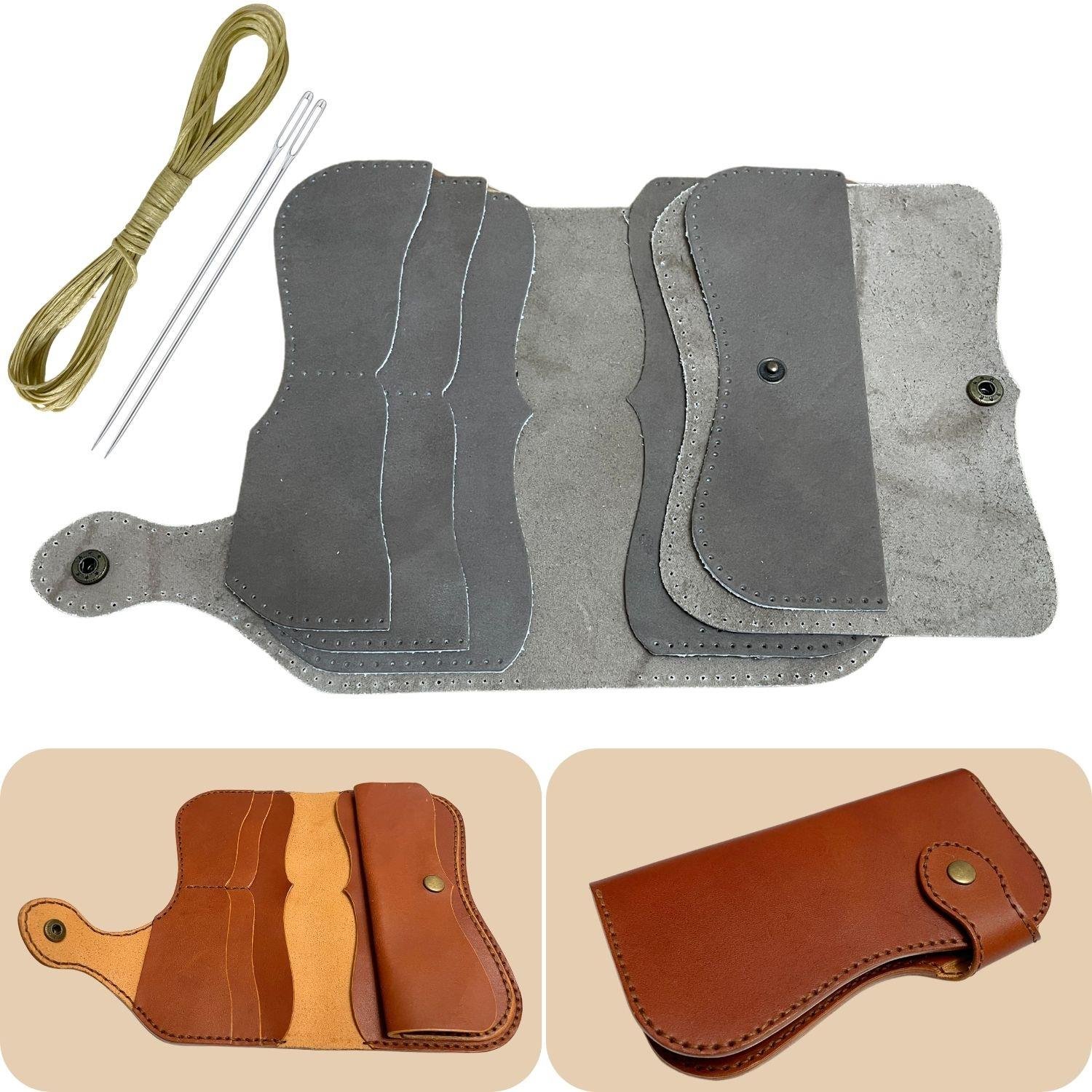 Sofia Hakiki Deri Kadın Cüzdan Kendin Yap Seti, Diy Crazy Parça Deri Hobi Kit