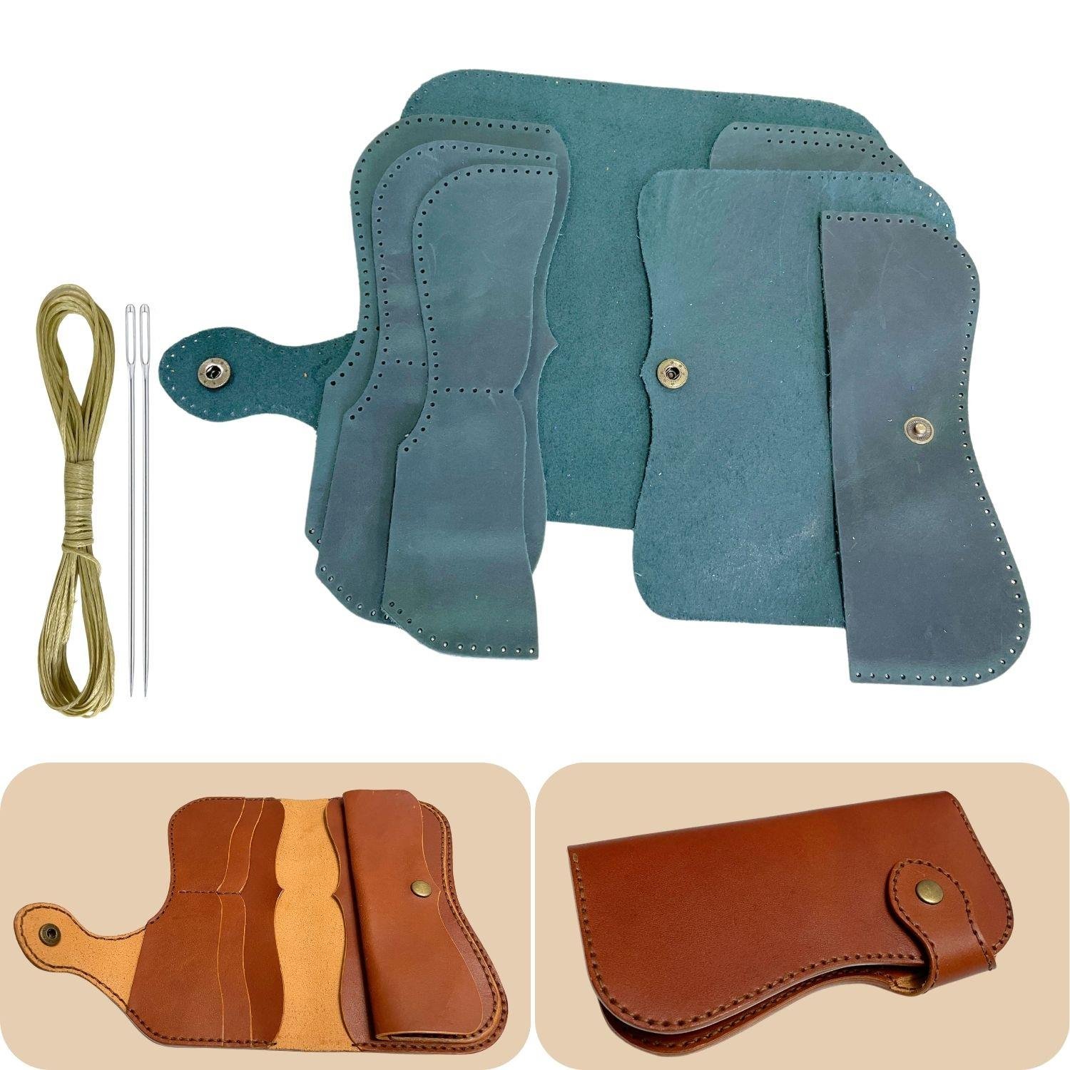 Sofia Hakiki Deri Kadın Cüzdan Kendin Yap Seti, Diy Crazy Parça Deri Hobi Kit