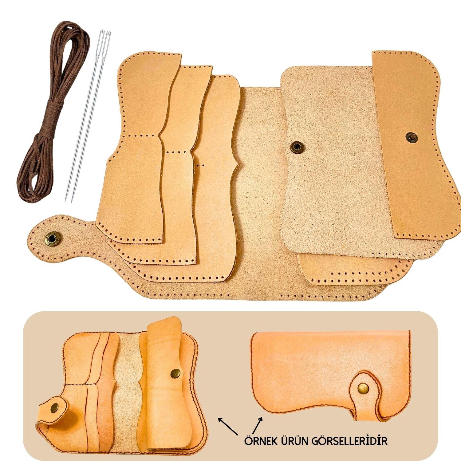 Sofia Hakiki Deri Kadın Cüzdan Kendin Yap Seti, Diy Crazy Parça Deri Hobi Kit
