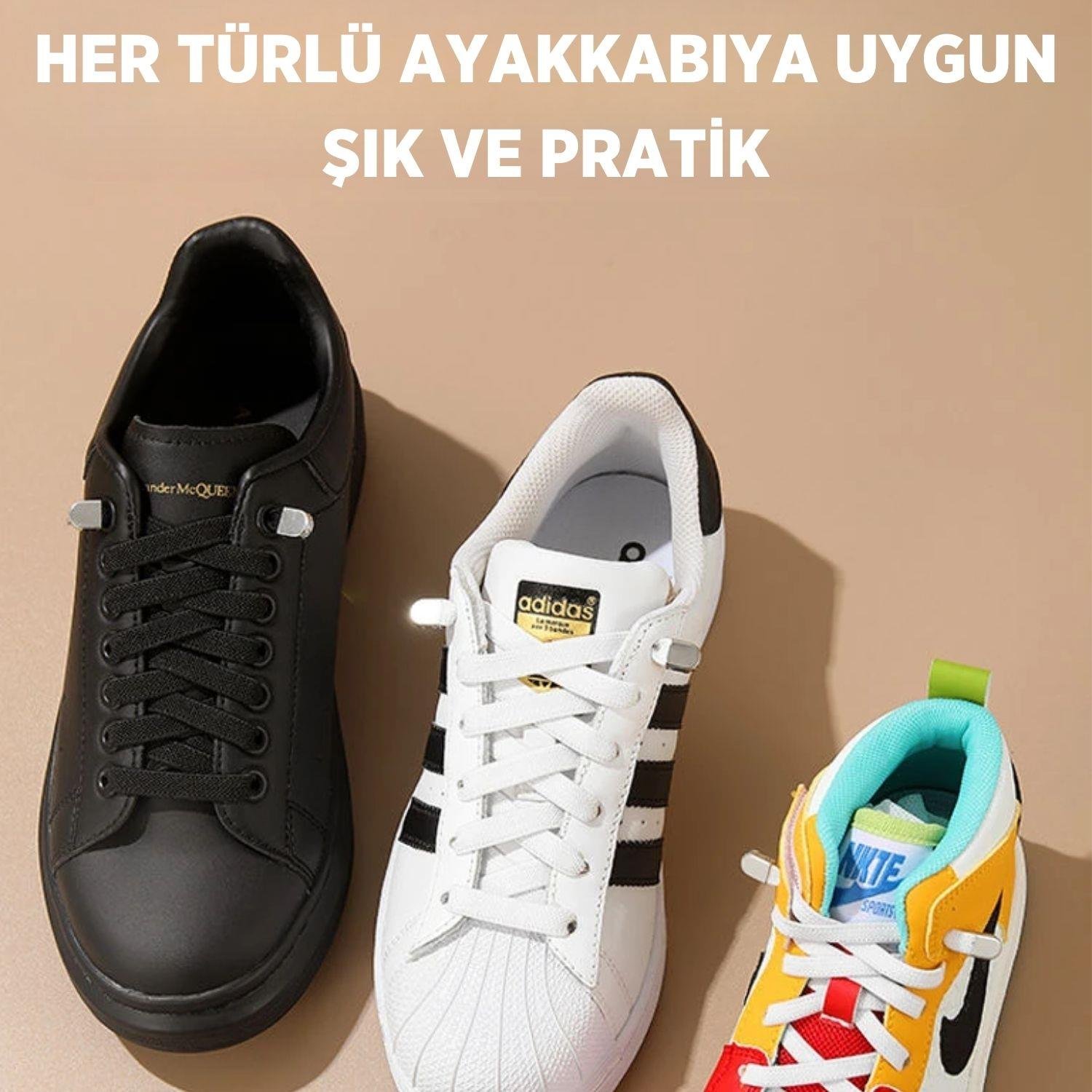 Süper Pratik TakBırak Akıllı Bağcık, Bağlanma Gerektirmeyen Lastikli Bot Ayakkabı Bağcığı, 1 Çift